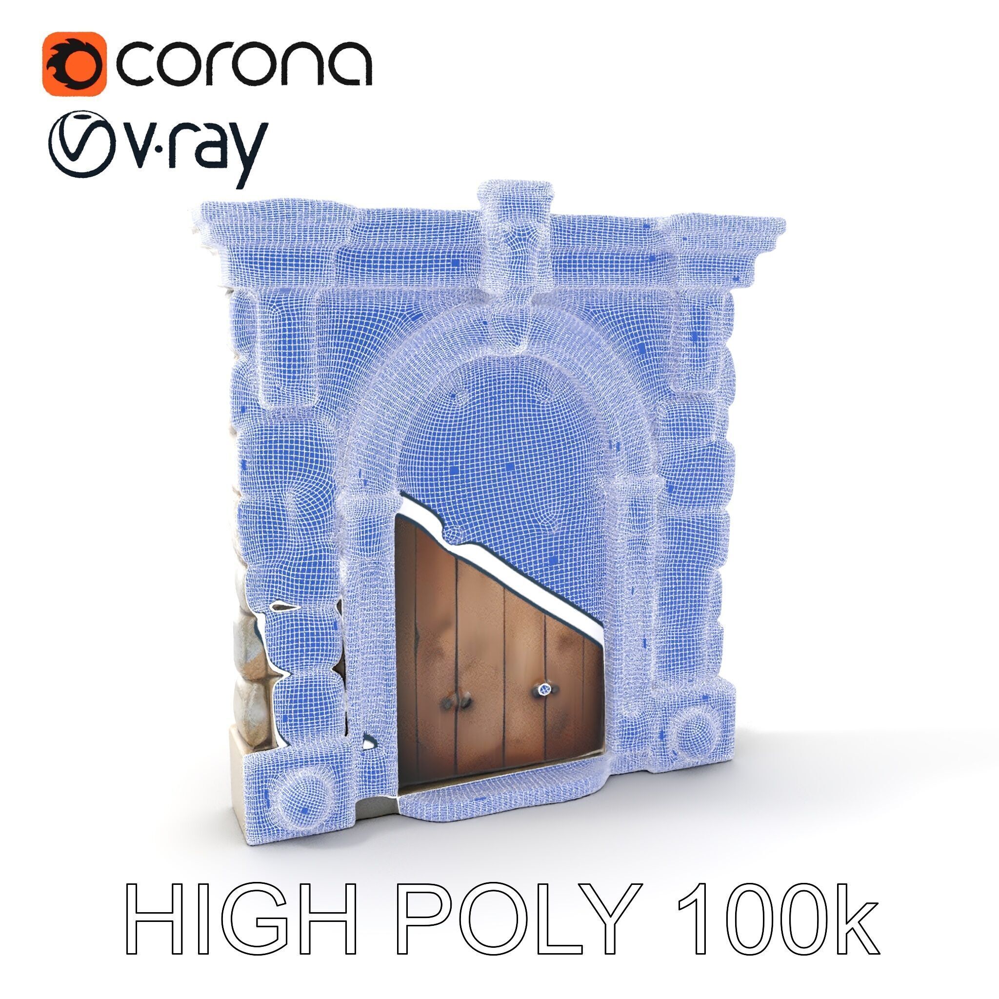 Gothic Stone Archway Door Model Pack Low-poly 3D model_4