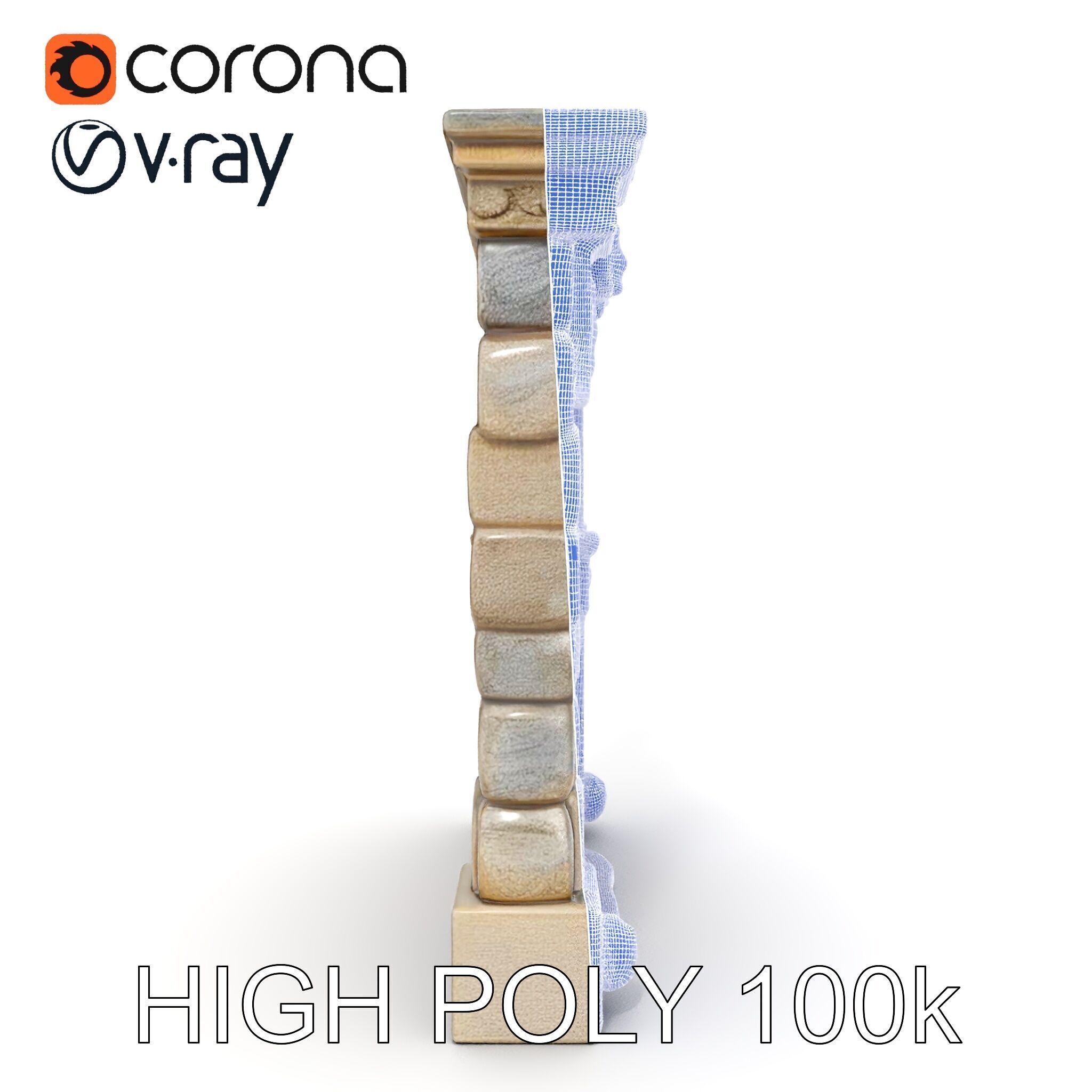 Gothic Stone Archway Door Model Pack Low-poly 3D model_35