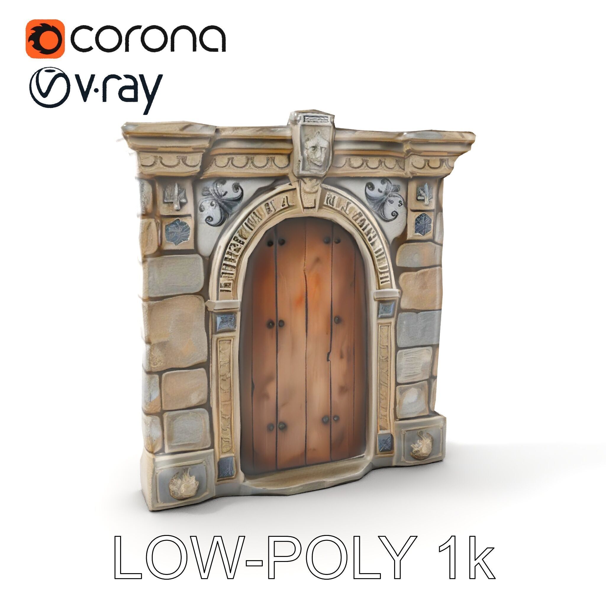 Gothic Stone Archway Door Model Pack Low-poly 3D model_7