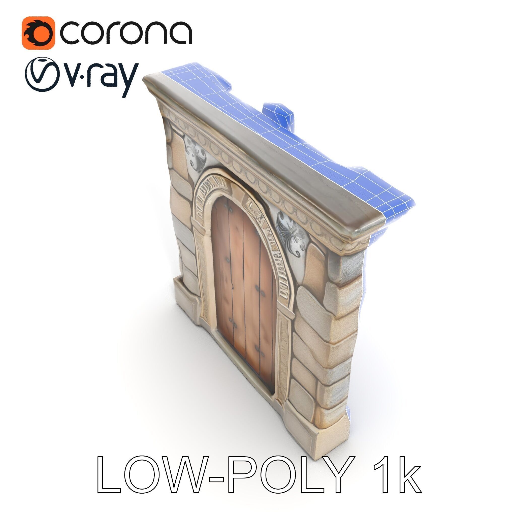 Gothic Stone Archway Door Model Pack Low-poly 3D model_20