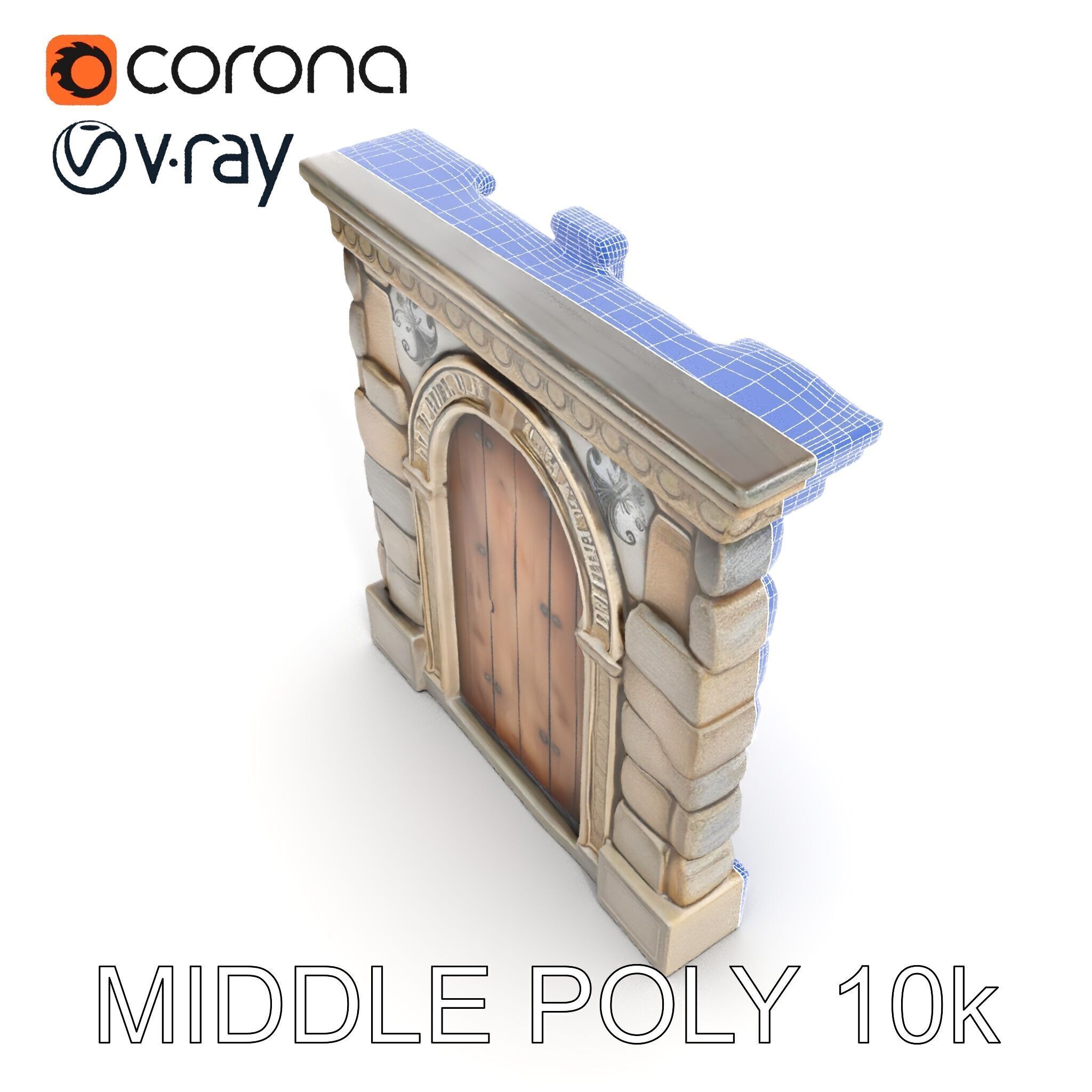 Gothic Stone Archway Door Model Pack Low-poly 3D model_24