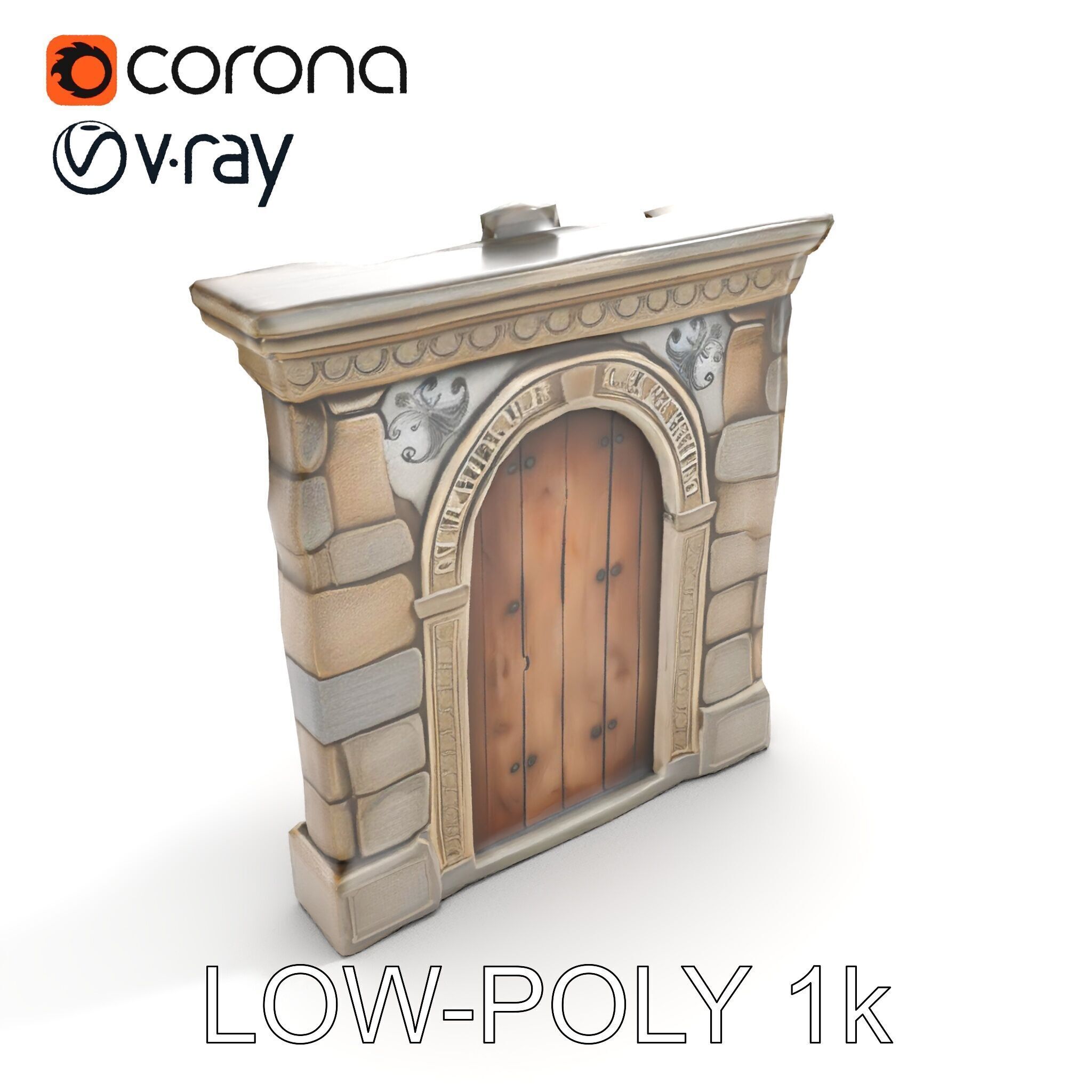 Gothic Stone Archway Door Model Pack Low-poly 3D model_14