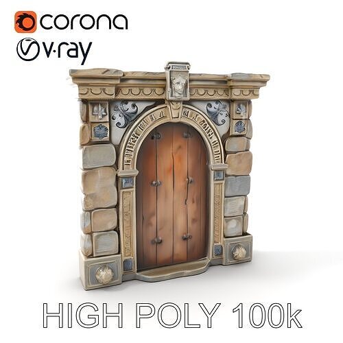 Gothic Stone Archway Door Model Pack Low-poly 3D model