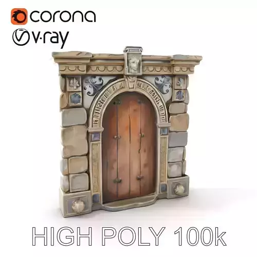 Gothic Stone Archway Door Model Pack Low-poly 3D model