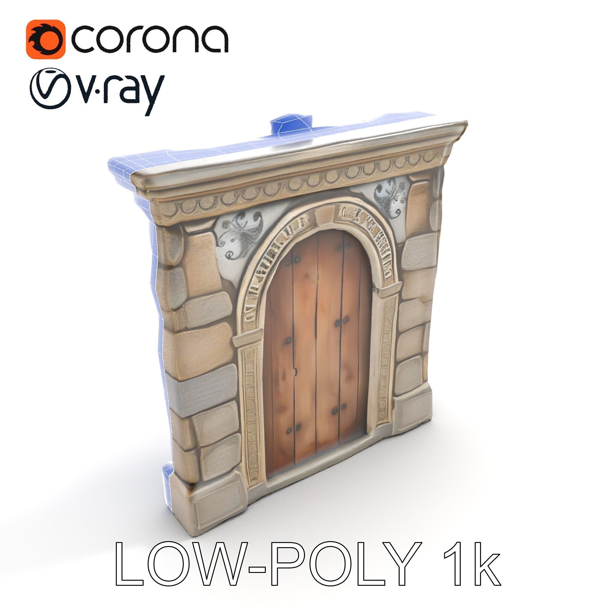 Gothic Stone Archway Door Model Pack Low-poly 3D model_28