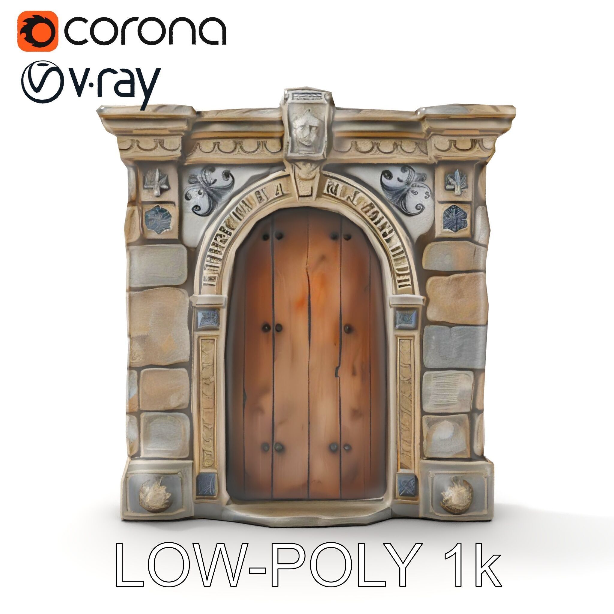 Gothic Stone Archway Door Model Pack Low-poly 3D model_9