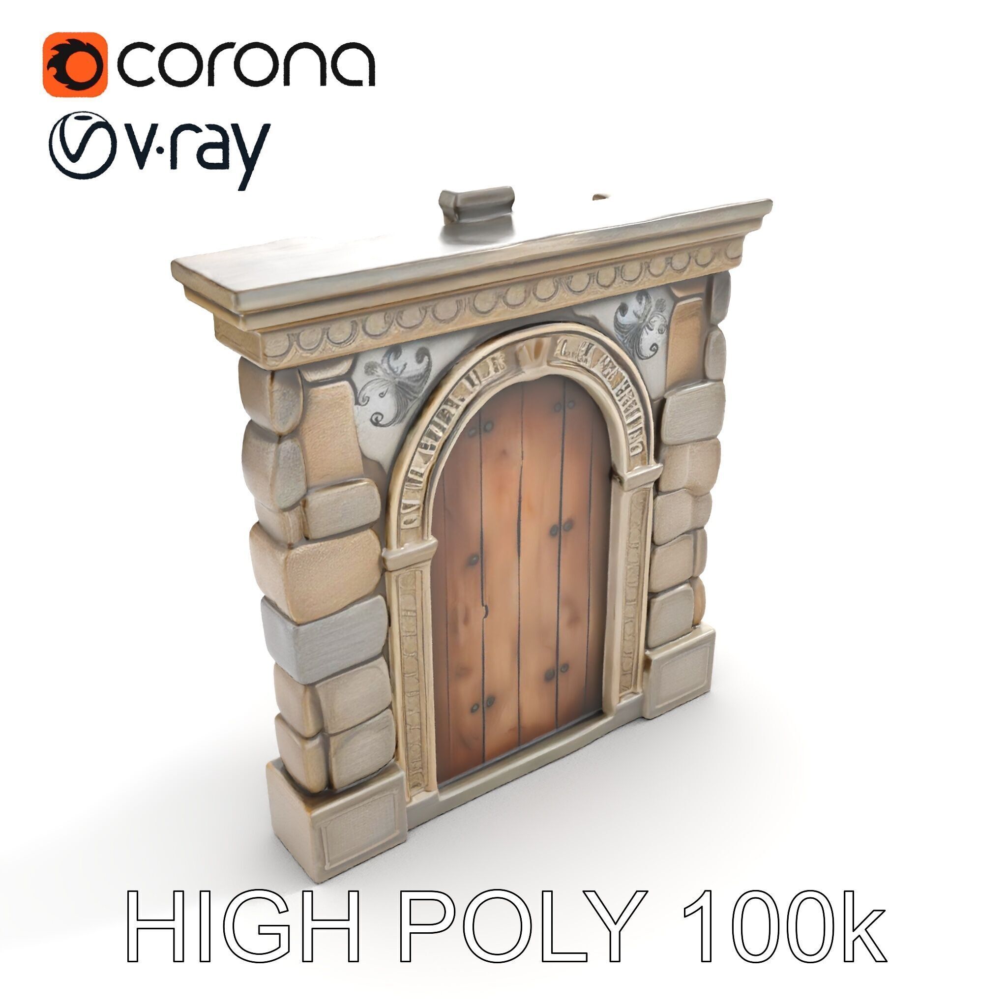 Gothic Stone Archway Door Model Pack Low-poly 3D model_15