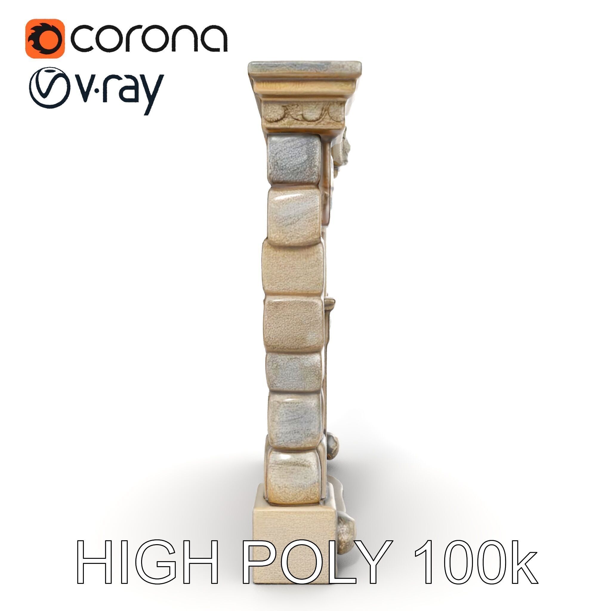 Gothic Stone Archway Door Model Pack Low-poly 3D model_32