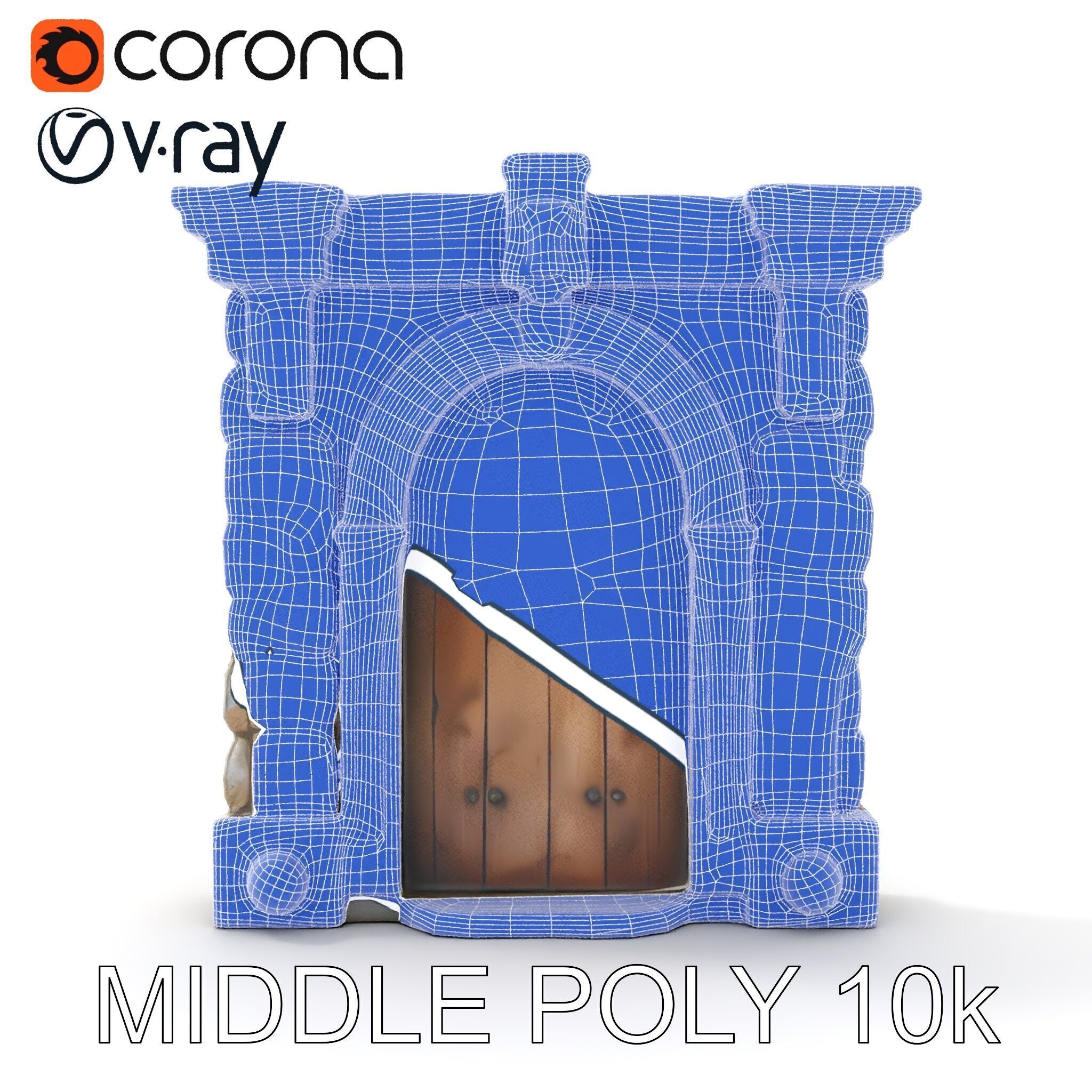 Gothic Stone Archway Door Model Pack Low-poly 3D model_19