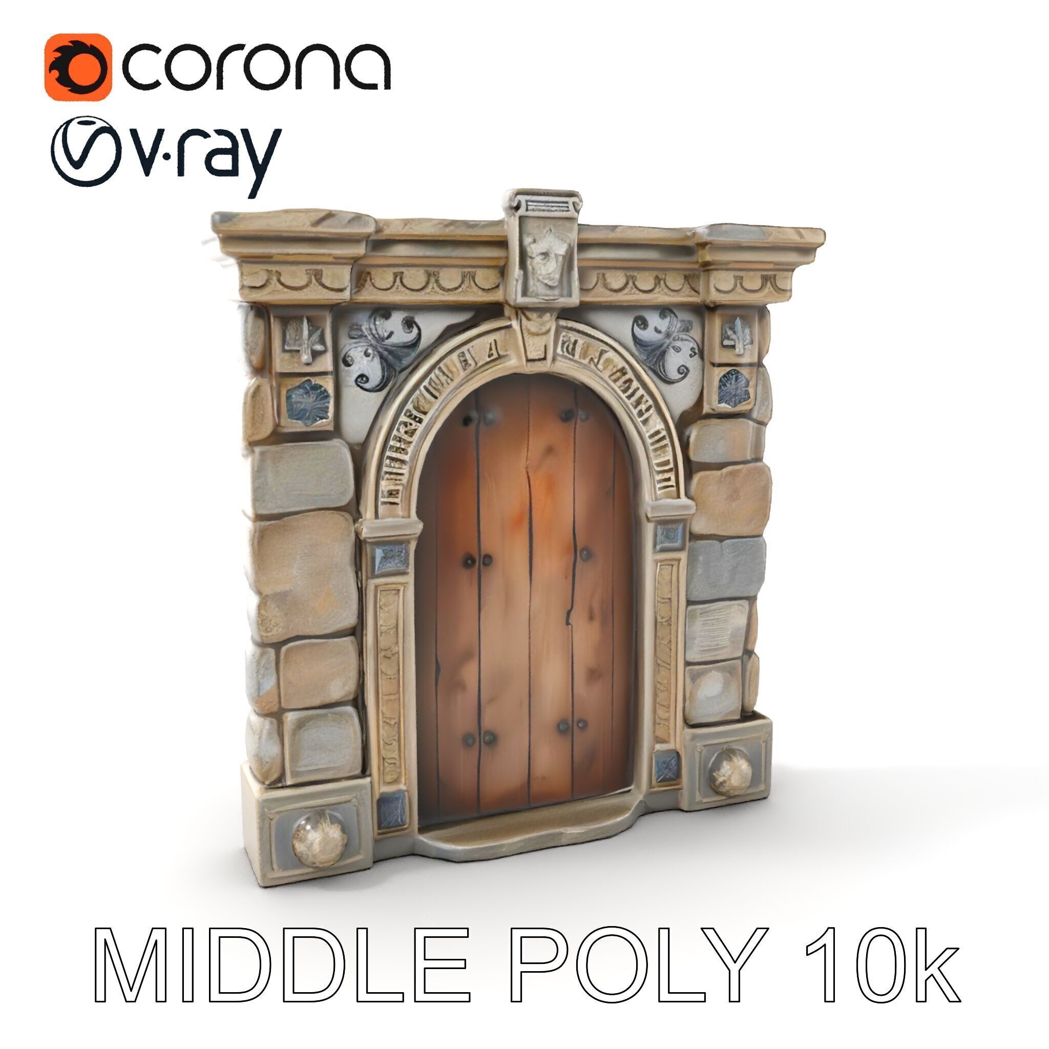 Gothic Stone Archway Door Model Pack Low-poly 3D model_6