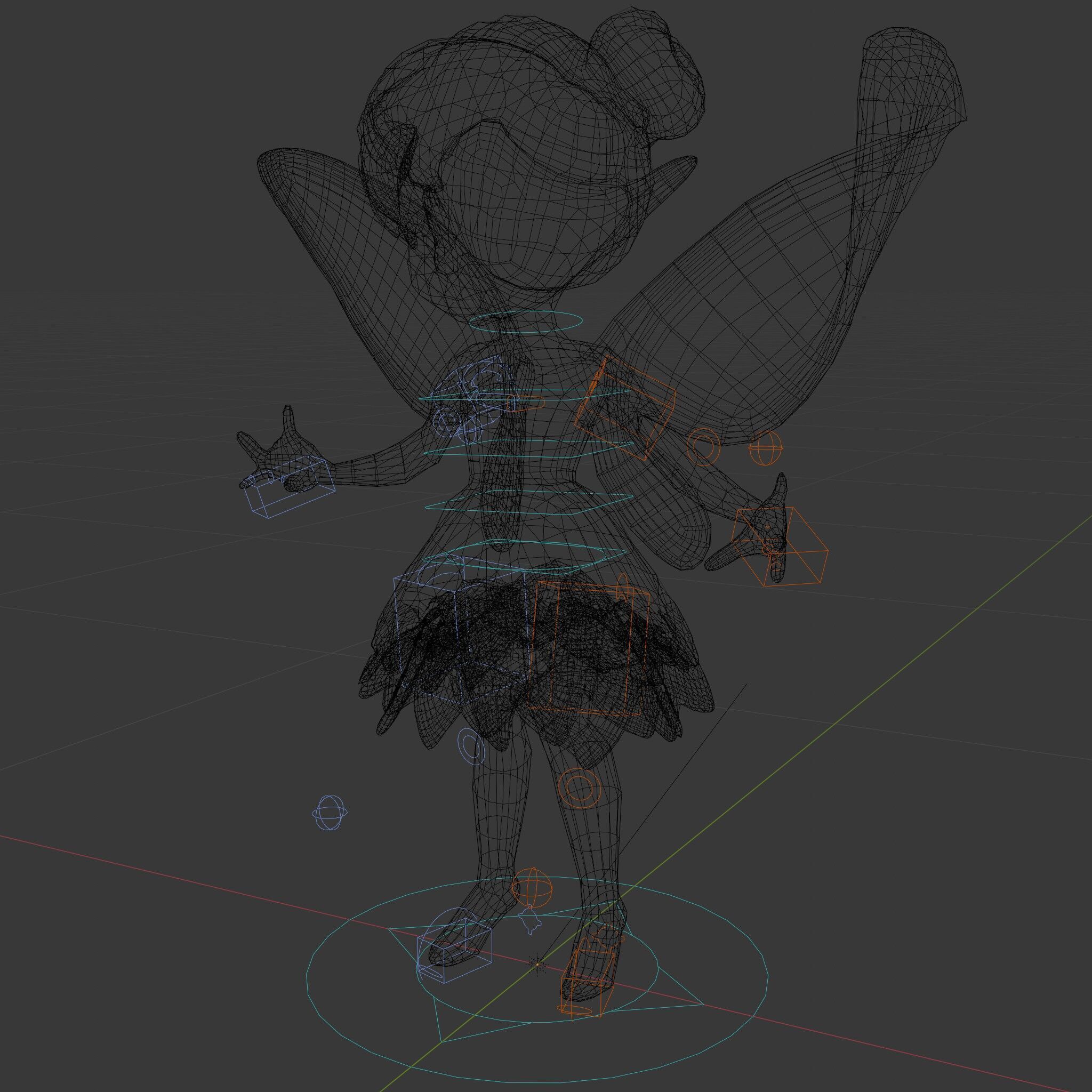 Fairy Character Rigged and Animated with Green Hair and Wings... Low-poly 3D model_6