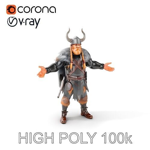 Viking Warrior Rigged and Animated D Model for Games and VR Low-poly 3D model