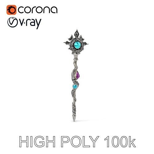 Mystic Scepter with Gemstones model pack Low-poly 3D model