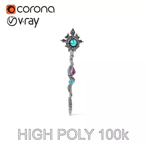 Mystic Scepter with Gemstones model pack Low-poly 3D model