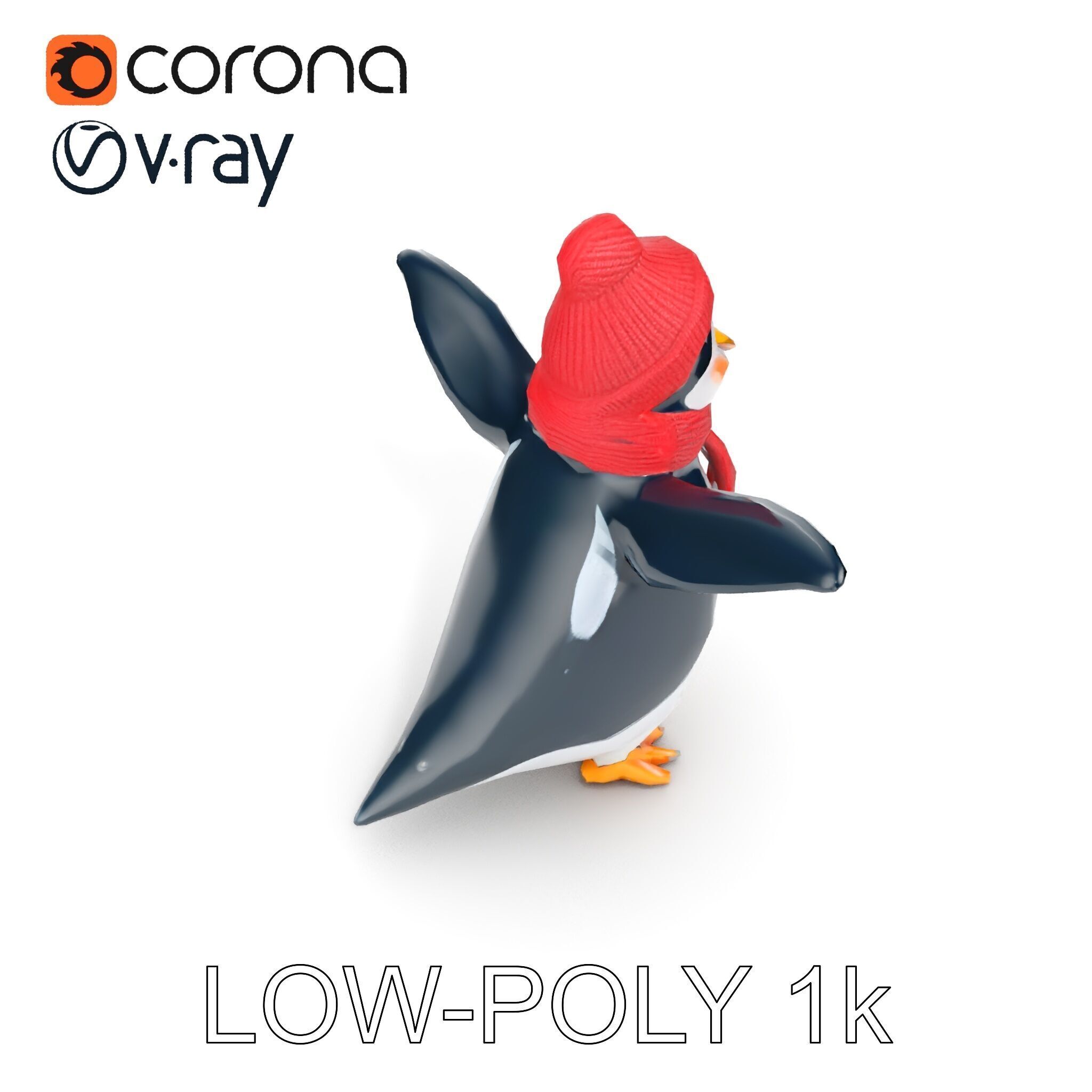 Charming Penguin Character Rigged and Animated with Winter Ac... Low-poly 3D model_20