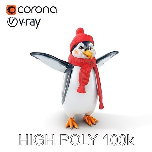Charming Penguin Character Rigged and Animated with Winter Ac... Low-poly 3D model