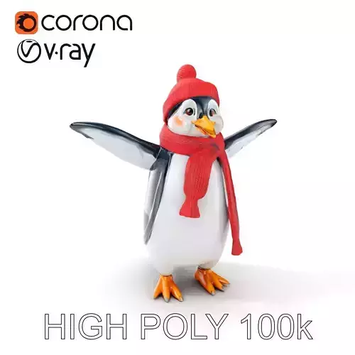Charming Penguin Character Rigged and Animated with Winter Ac... Low-poly 3D model