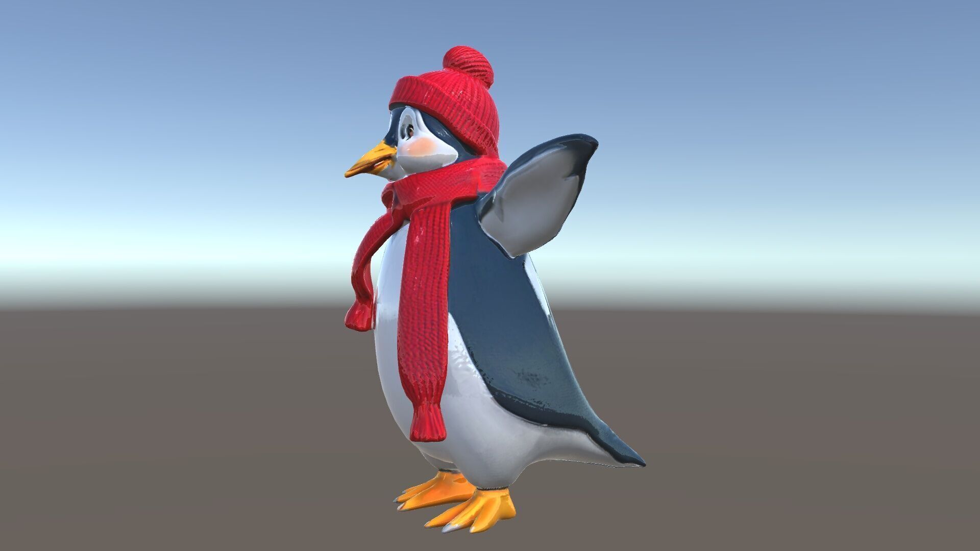 Charming Penguin Character Rigged and Animated with Winter Ac... Low-poly 3D model_37