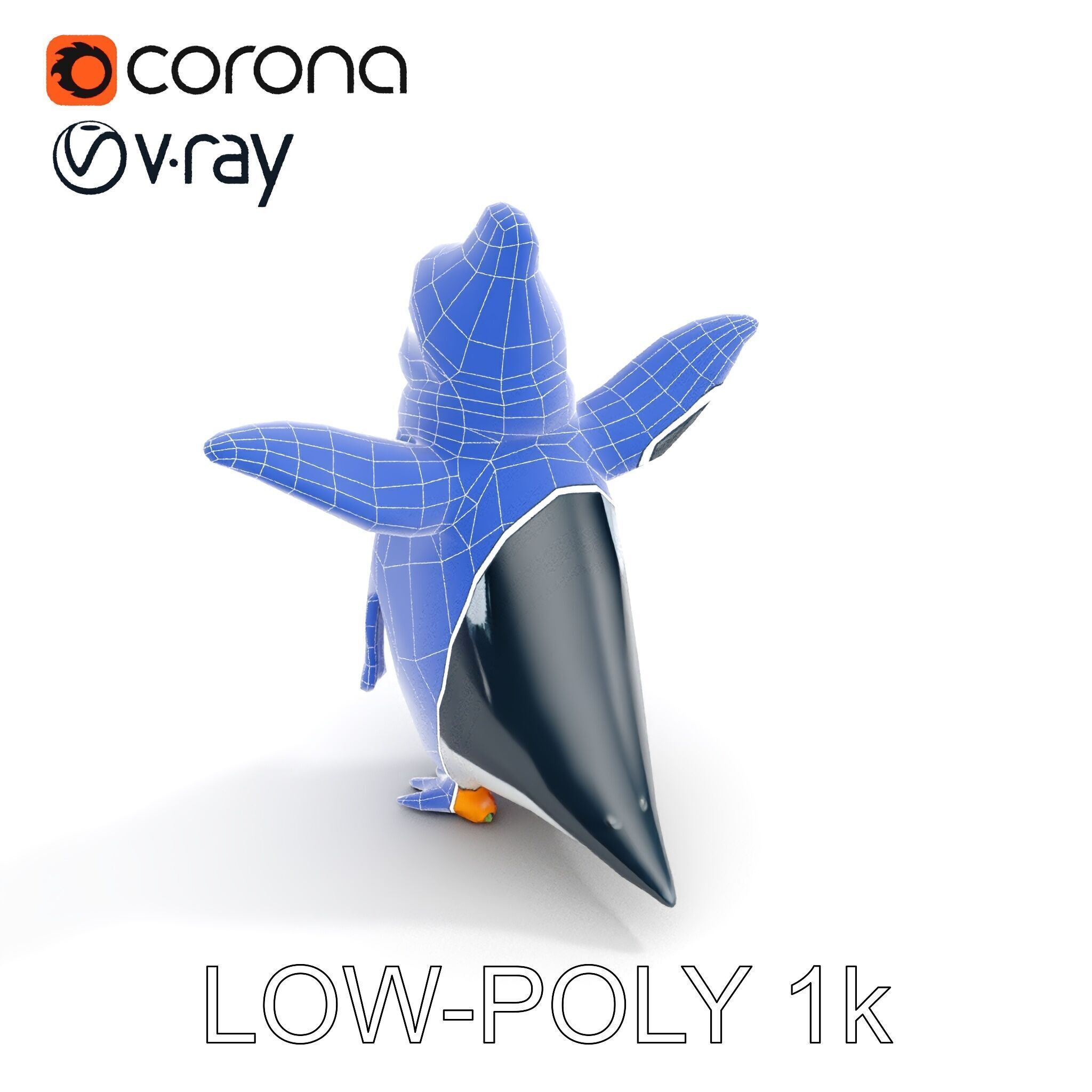 Charming Penguin Character Rigged and Animated with Winter Ac... Low-poly 3D model_17