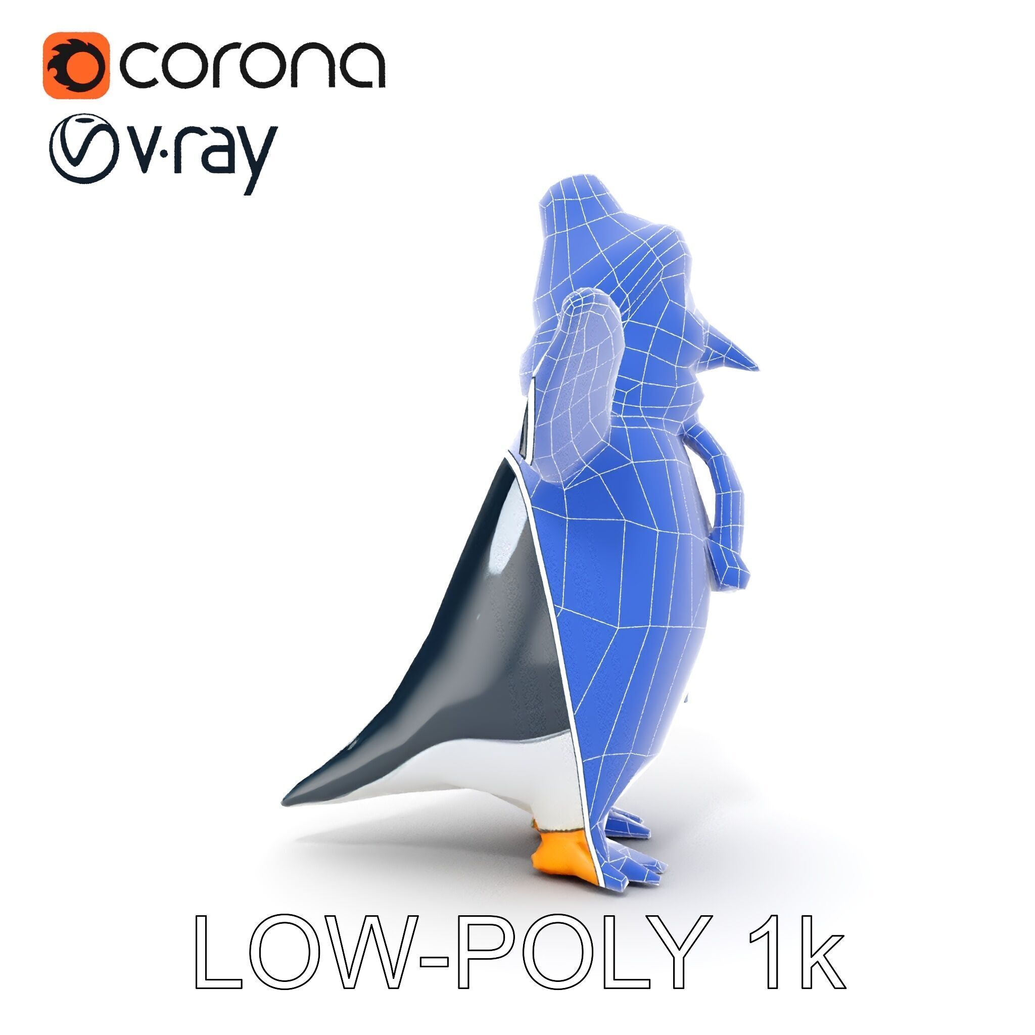 Charming Penguin Character Rigged and Animated with Winter Ac... Low-poly 3D model_31