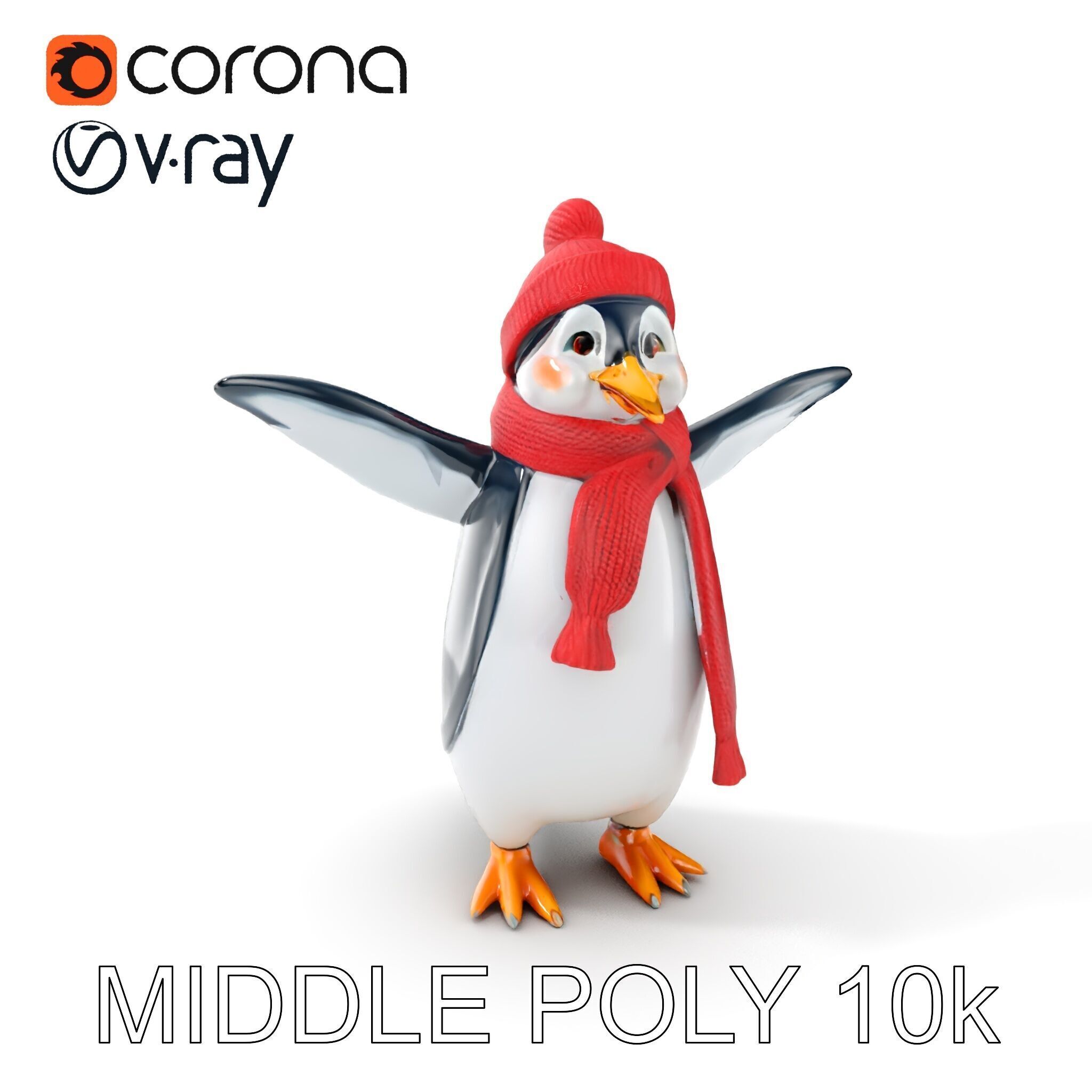 Charming Penguin Character Rigged and Animated with Winter Ac... Low-poly 3D model_22