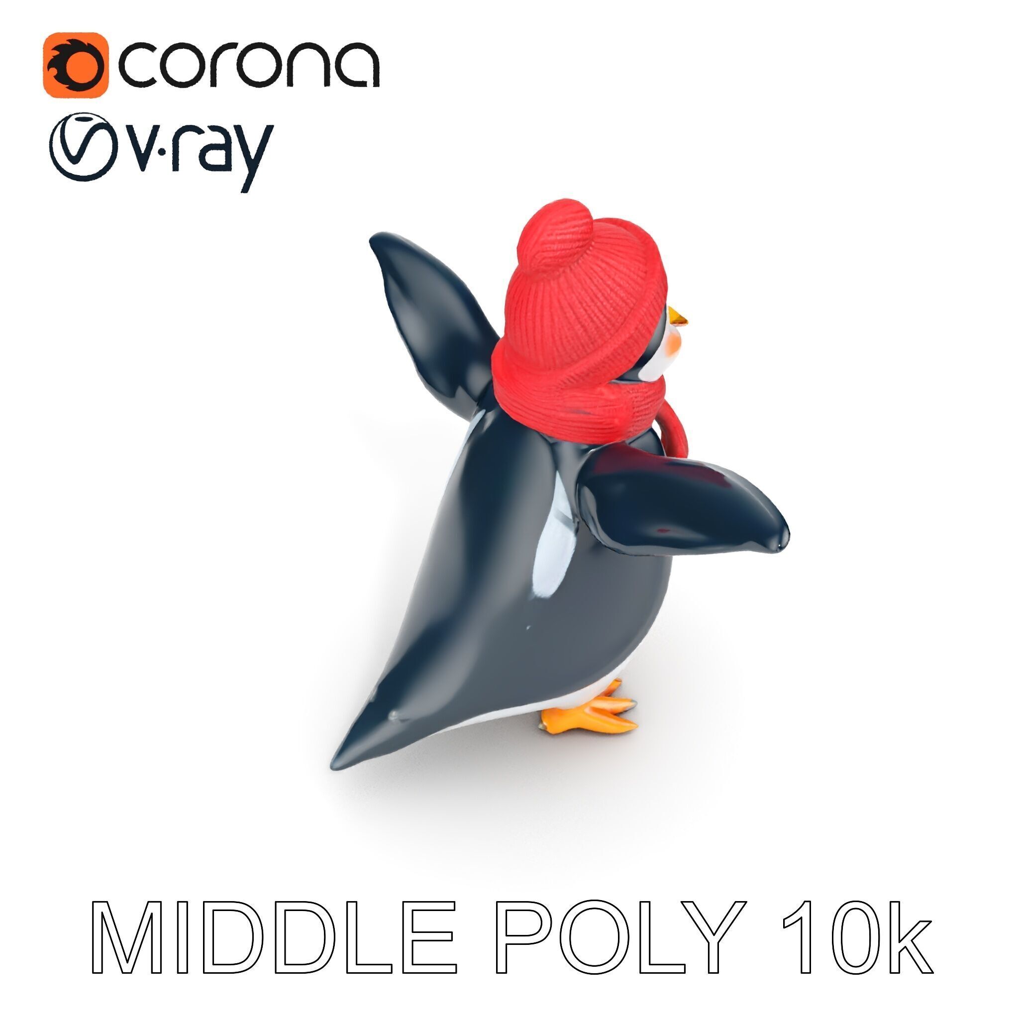 Charming Penguin Character Rigged and Animated with Winter Ac... Low-poly 3D model_14
