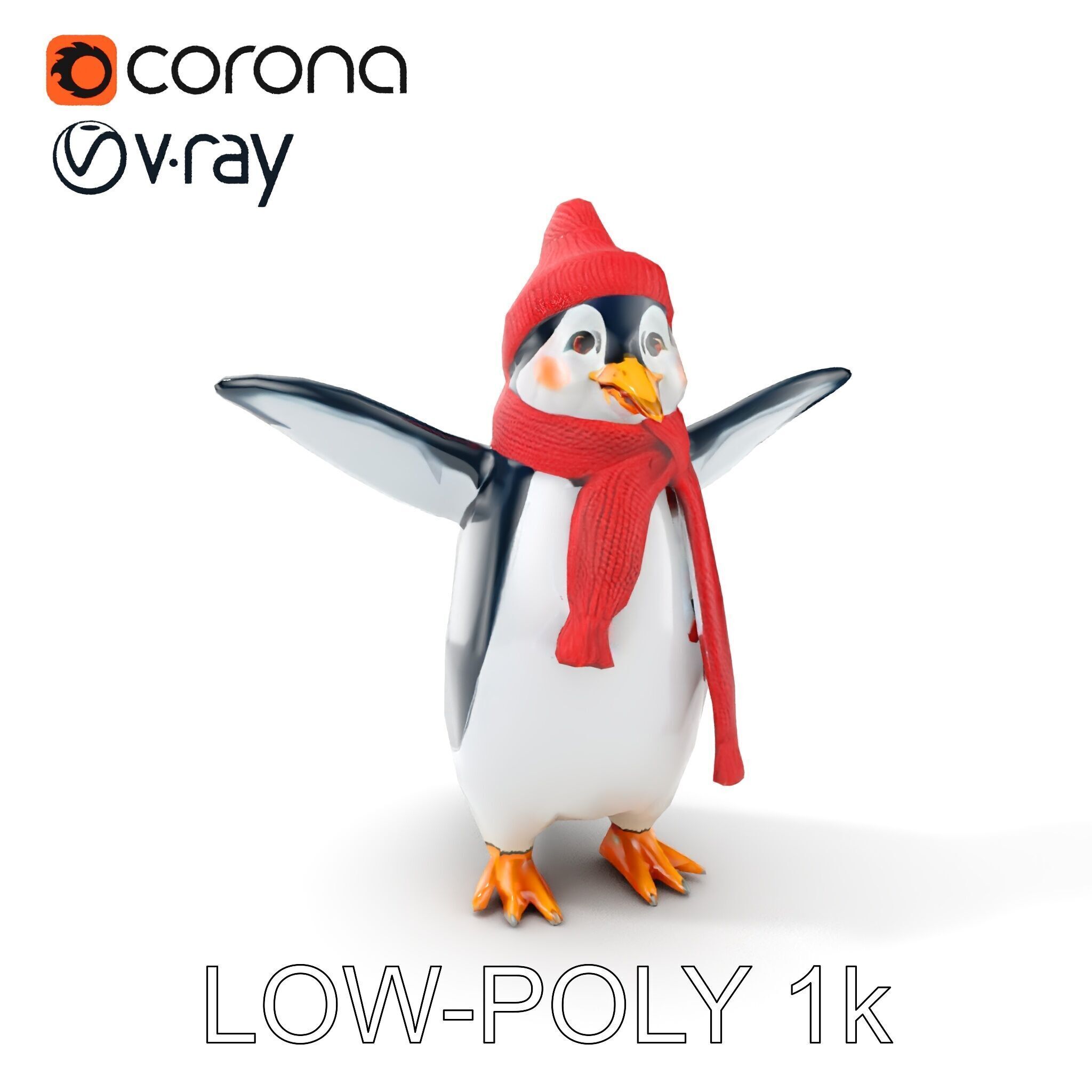 Charming Penguin Character Rigged and Animated with Winter Ac... Low-poly 3D model_7