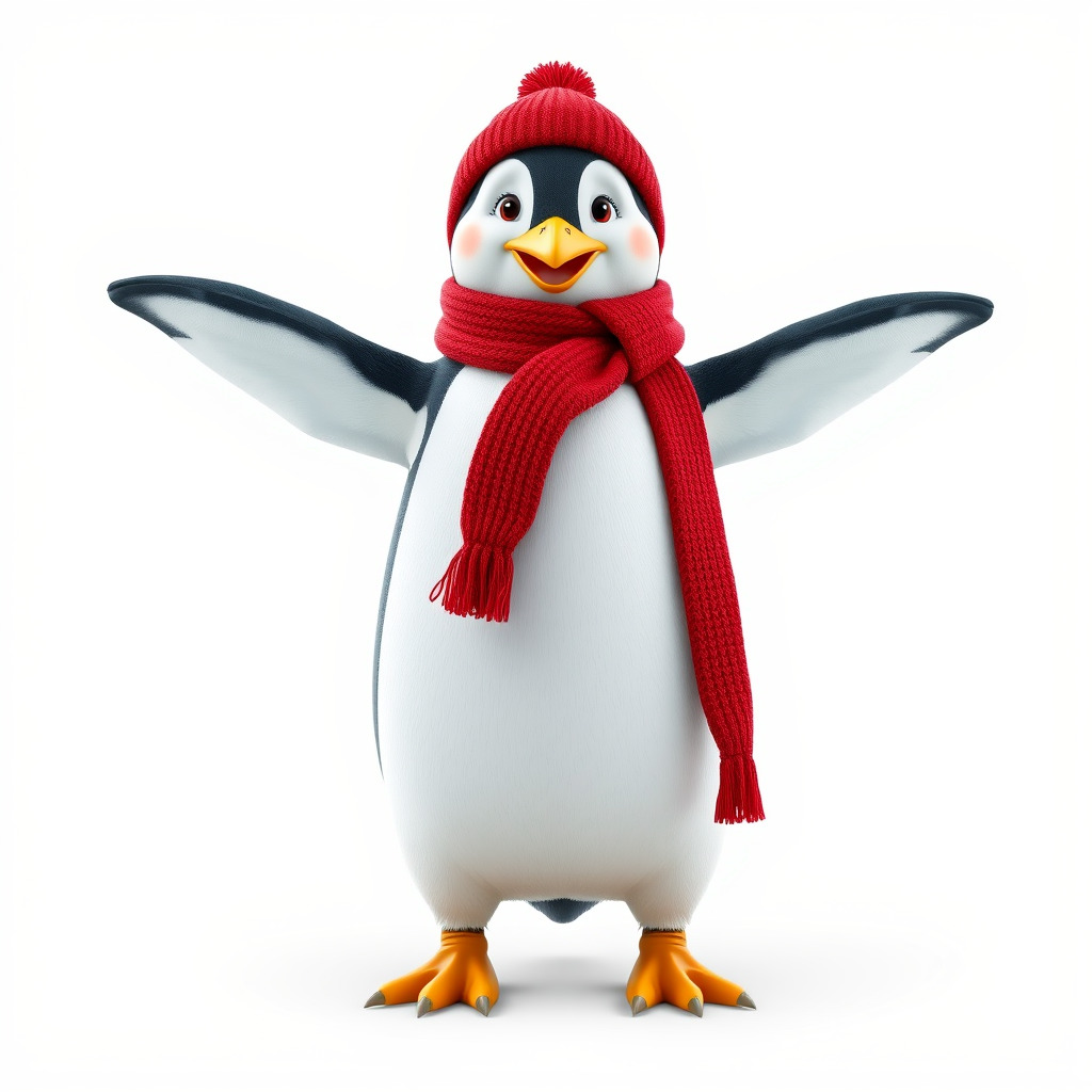 Charming Penguin Character Rigged and Animated with Winter Ac... Low-poly 3D model_2