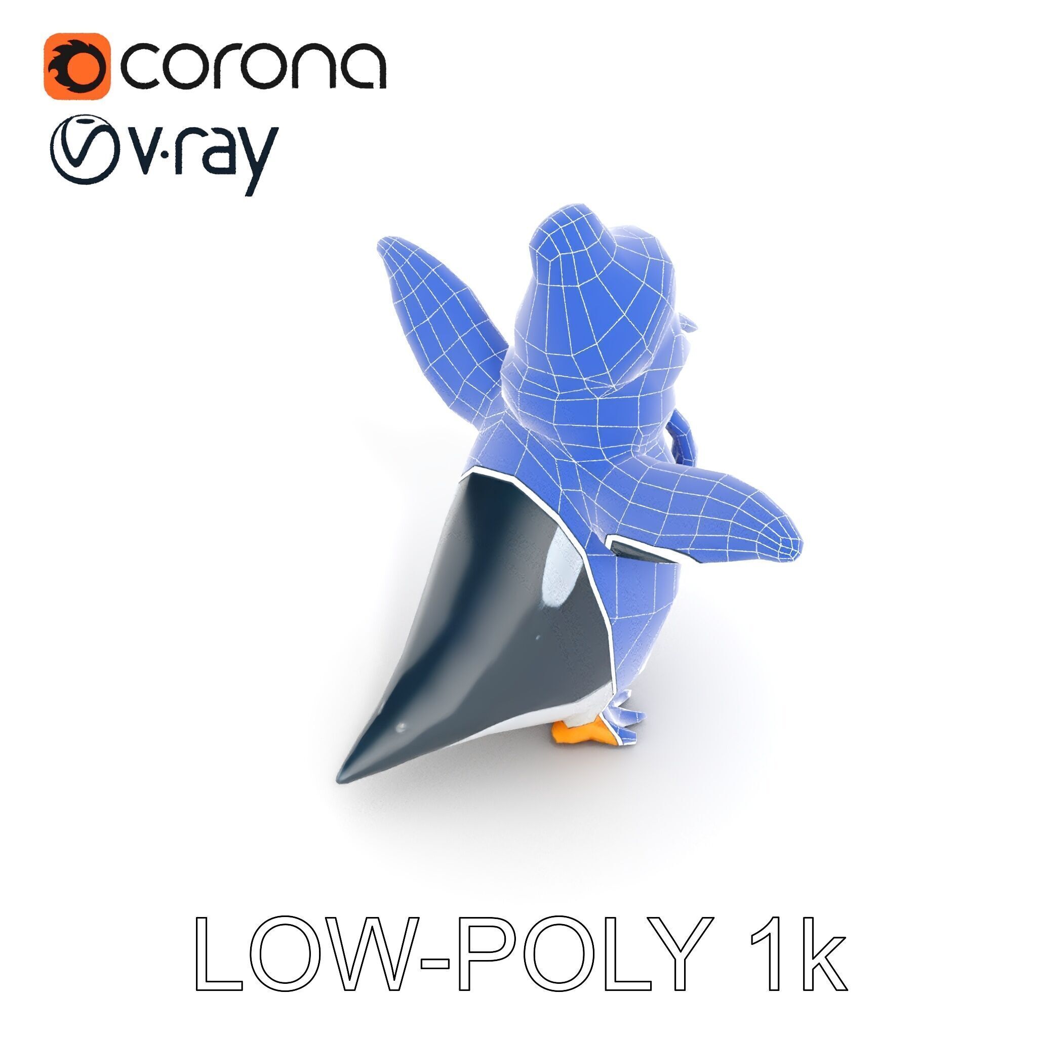 Charming Penguin Character Rigged and Animated with Winter Ac... Low-poly 3D model_15