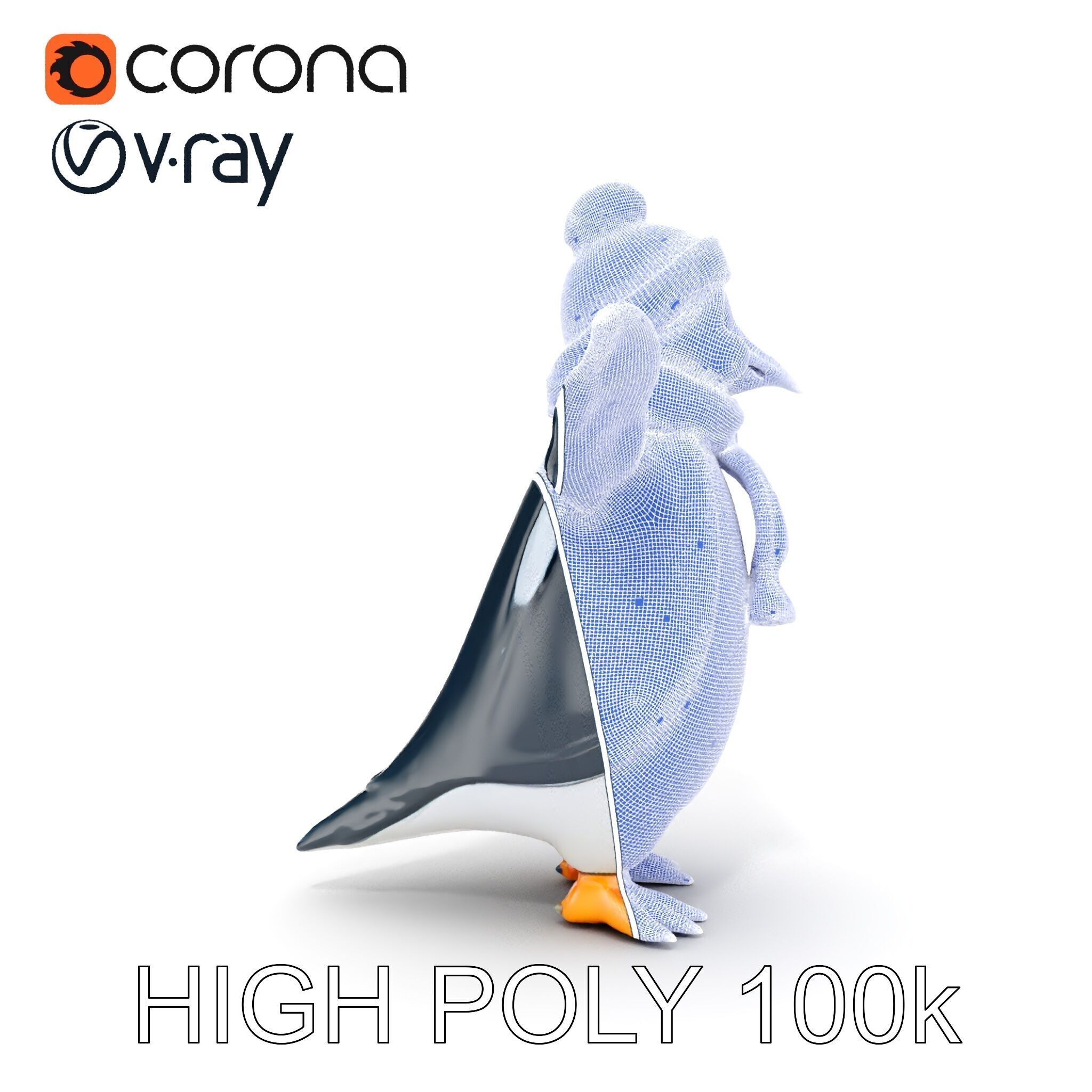 Charming Penguin Character Rigged and Animated with Winter Ac... Low-poly 3D model_26