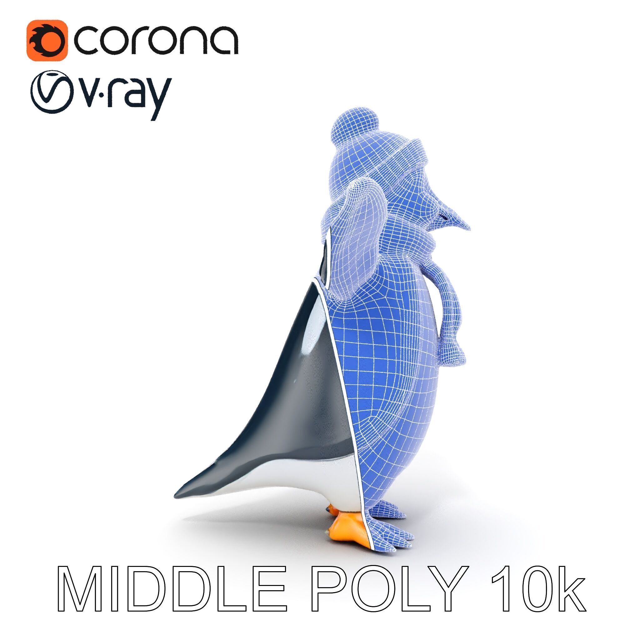 Charming Penguin Character Rigged and Animated with Winter Ac... Low-poly 3D model_36