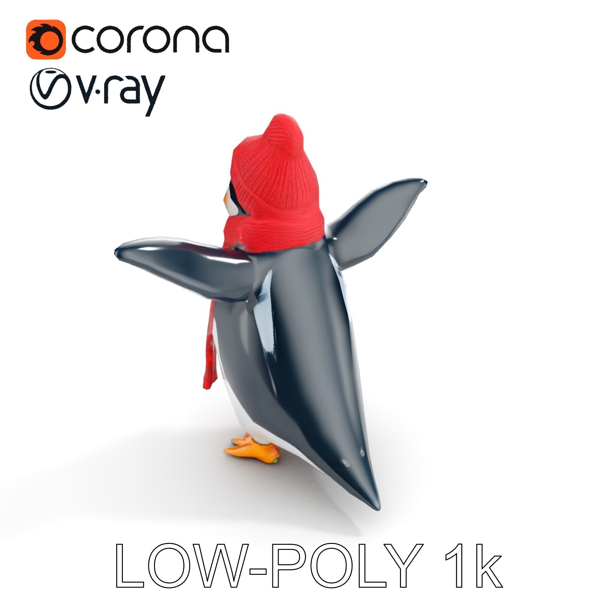 Charming Penguin Character Rigged and Animated with Winter Ac... Low-poly 3D model_9
