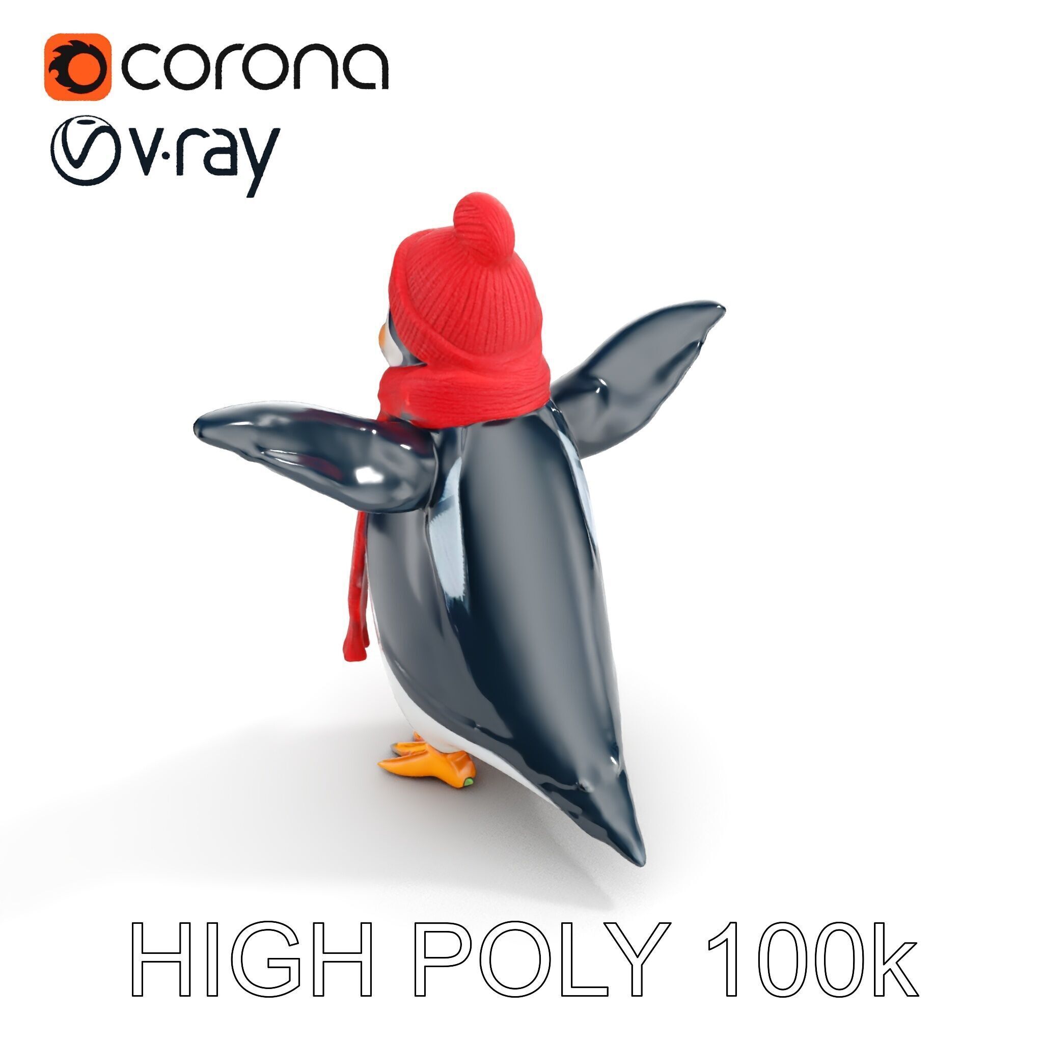 Charming Penguin Character Rigged and Animated with Winter Ac... Low-poly 3D model_13