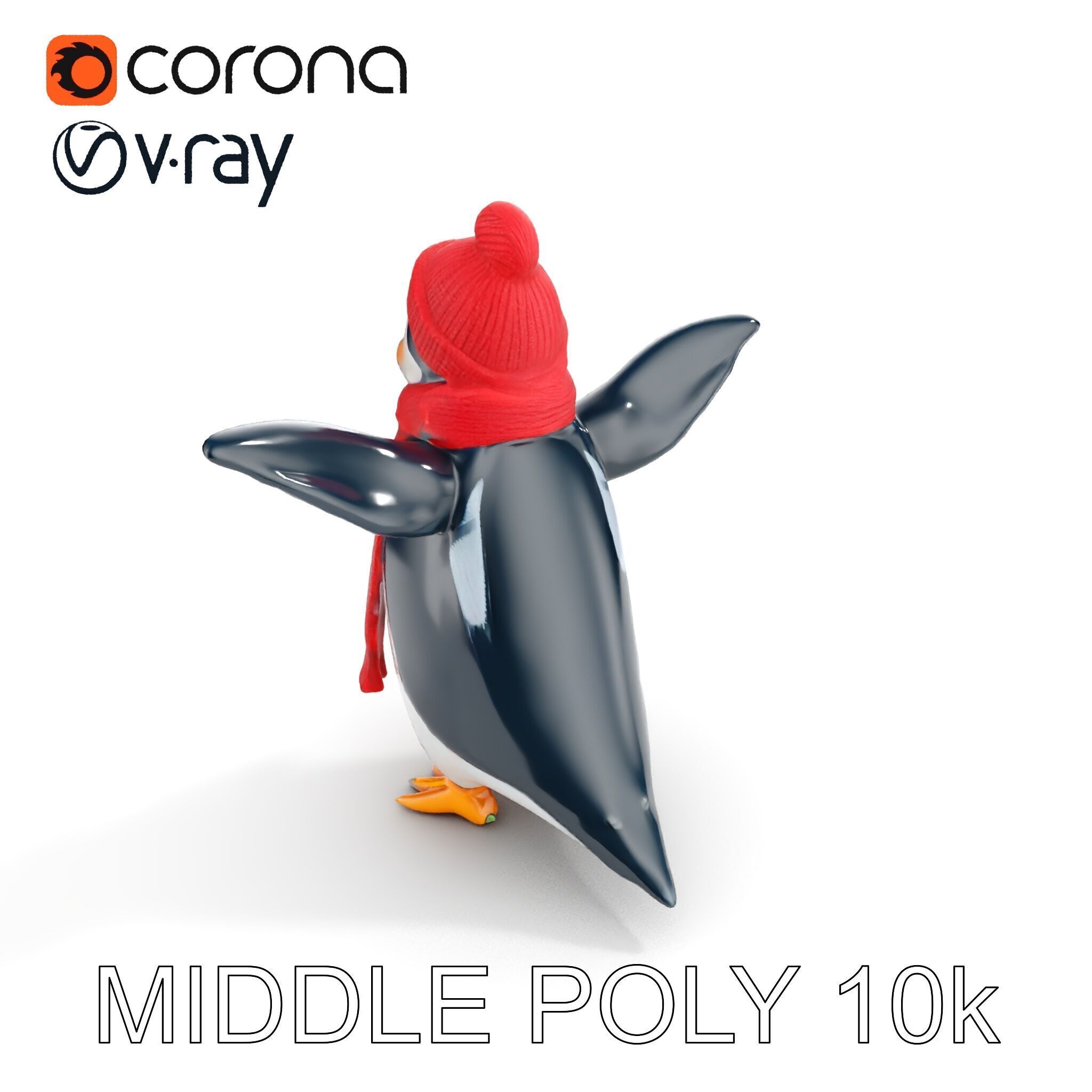 Charming Penguin Character Rigged and Animated with Winter Ac... Low-poly 3D model_11