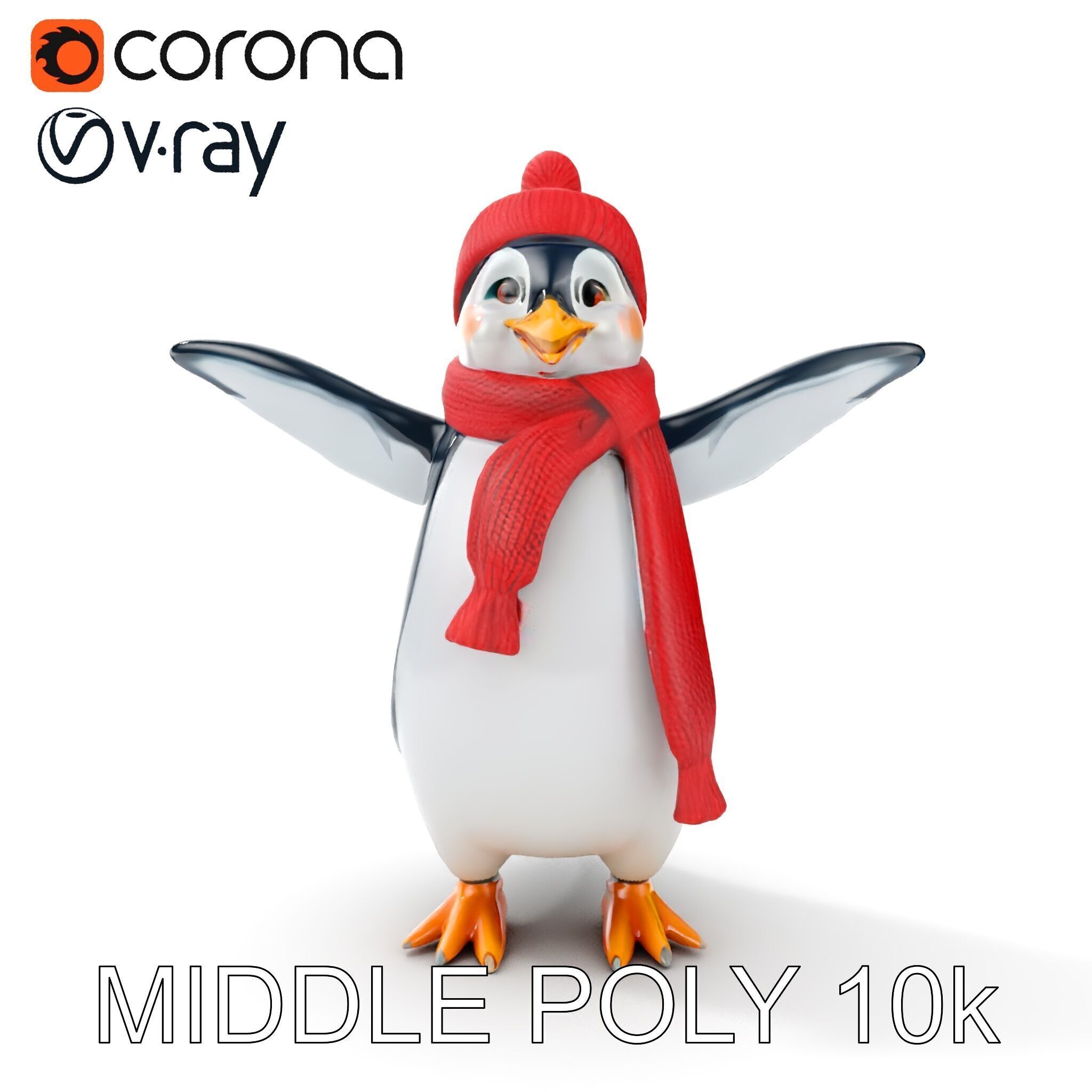 Charming Penguin Character Rigged and Animated with Winter Ac... Low-poly 3D model_19