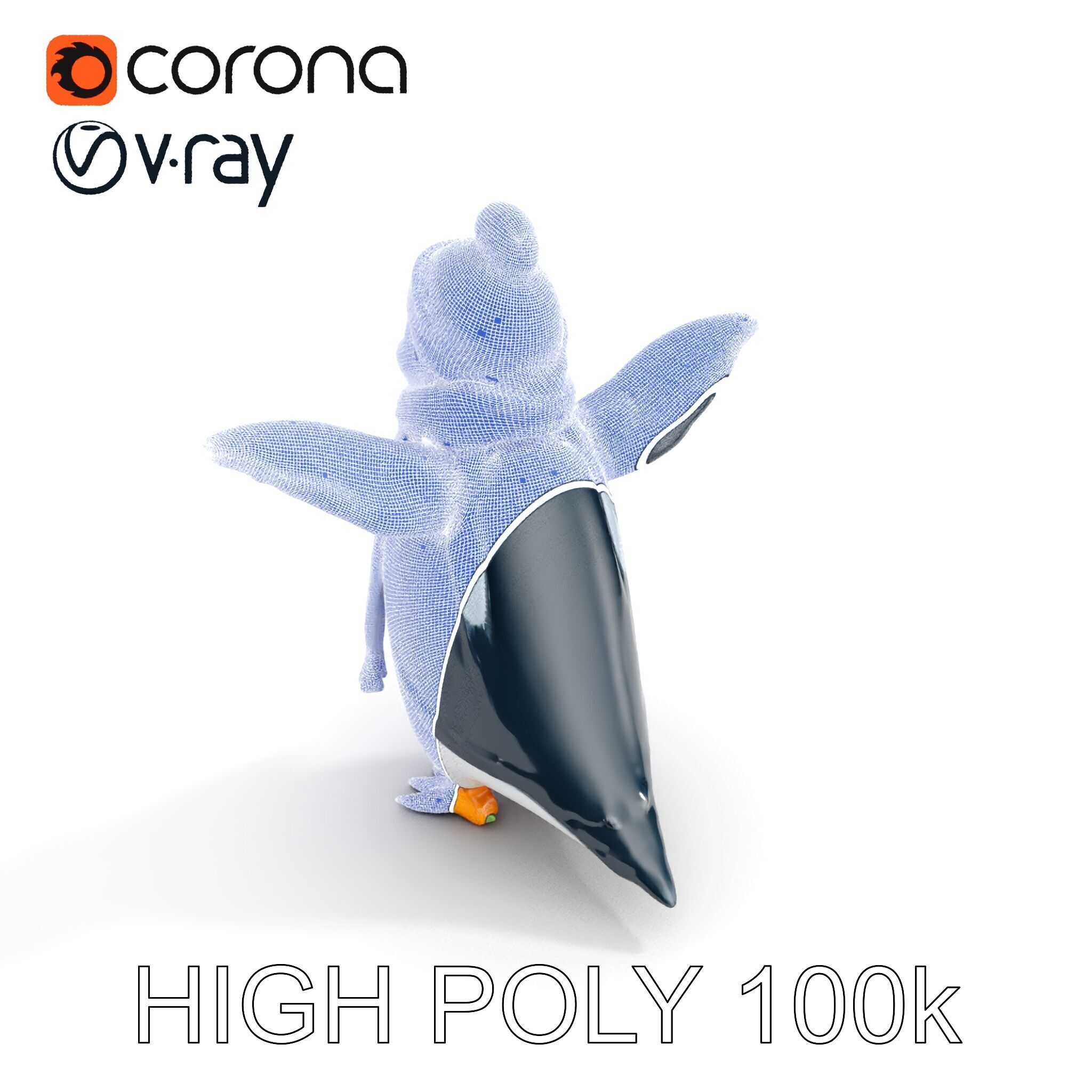 Charming Penguin Character Rigged and Animated with Winter Ac... Low-poly 3D model_32