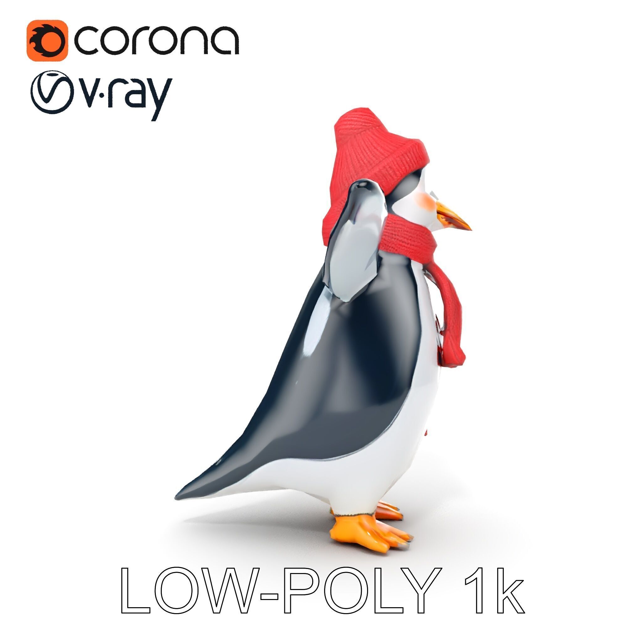 Charming Penguin Character Rigged and Animated with Winter Ac... Low-poly 3D model_25