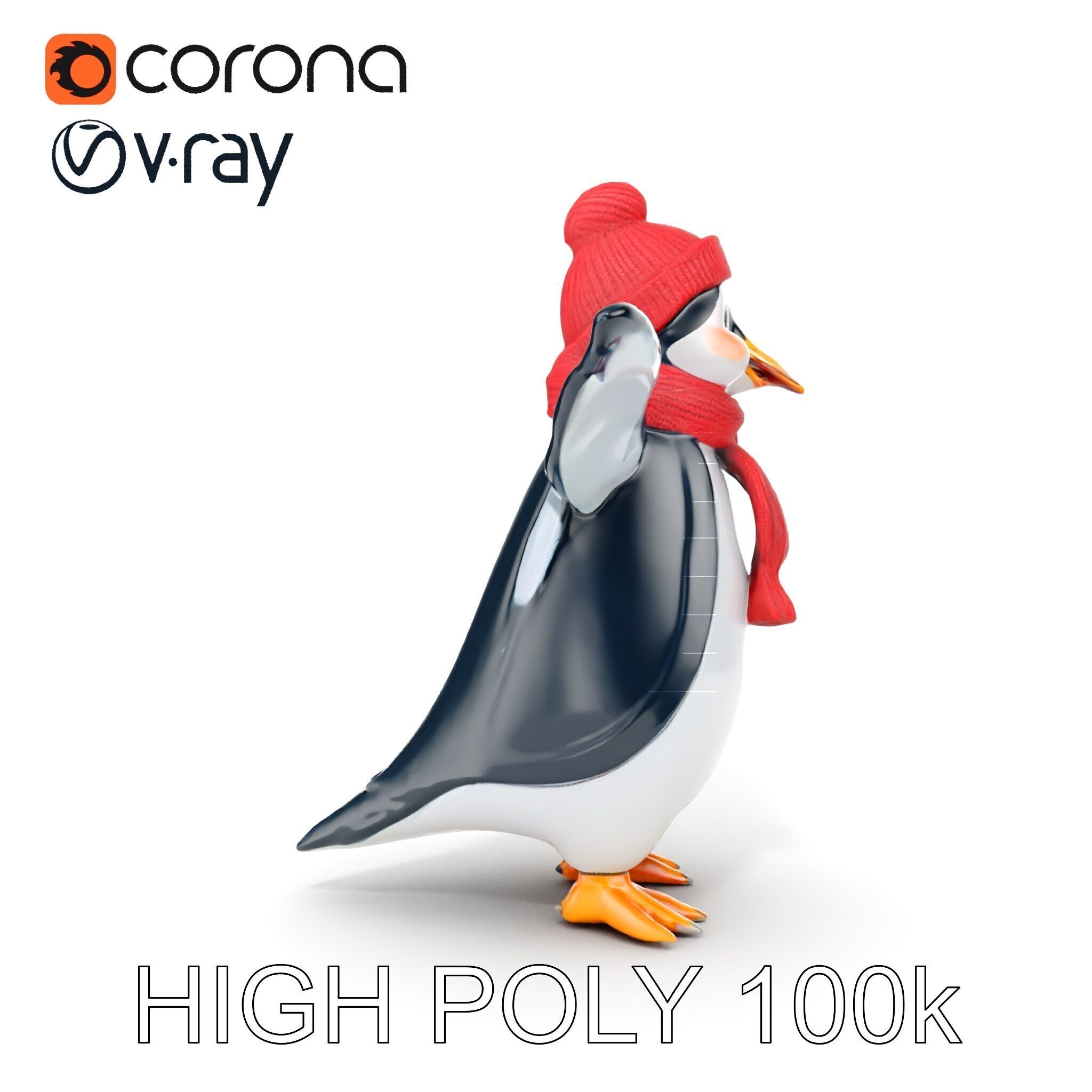 Charming Penguin Character Rigged and Animated with Winter Ac... Low-poly 3D model_21
