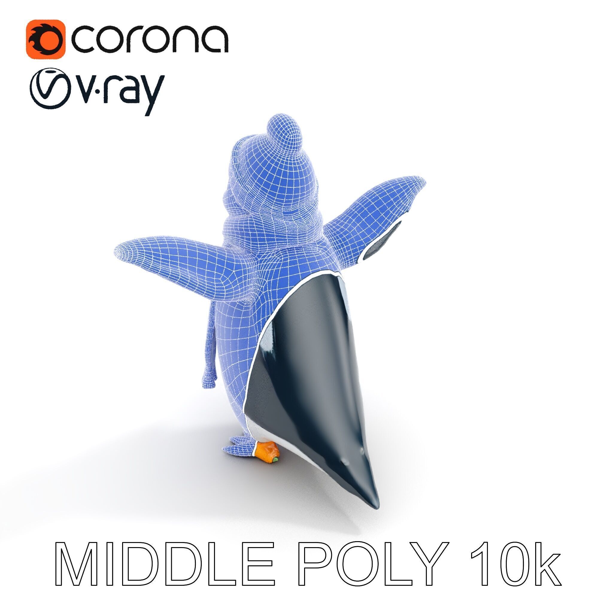 Charming Penguin Character Rigged and Animated with Winter Ac... Low-poly 3D model_27