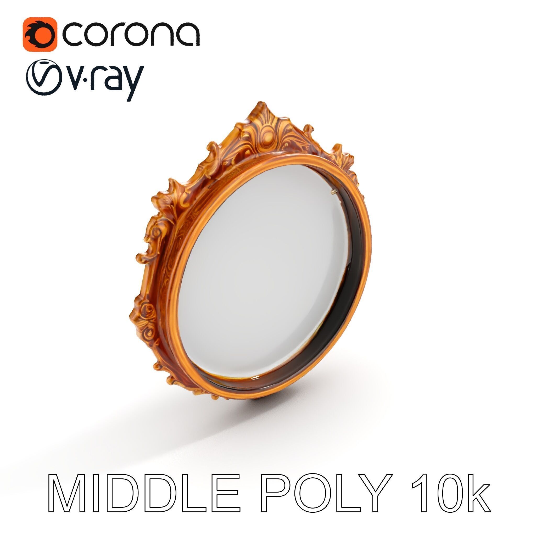 Ornate Oval Mirror Frame model pack Low-poly 3D model_18
