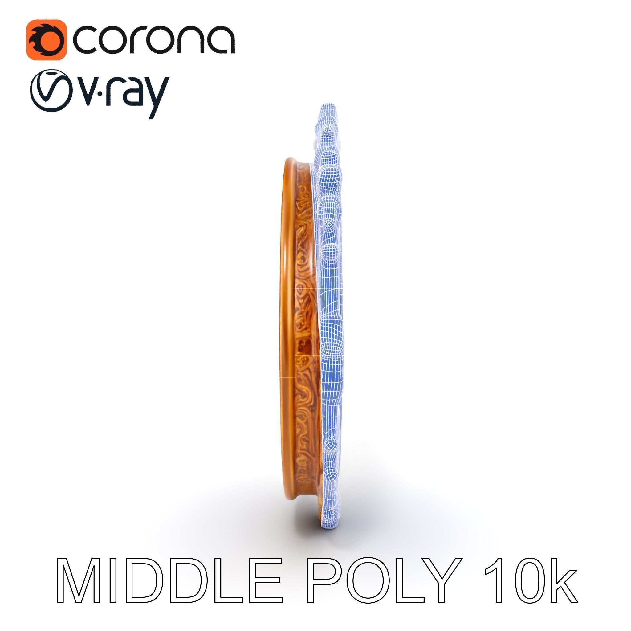 Ornate Oval Mirror Frame model pack Low-poly 3D model_30