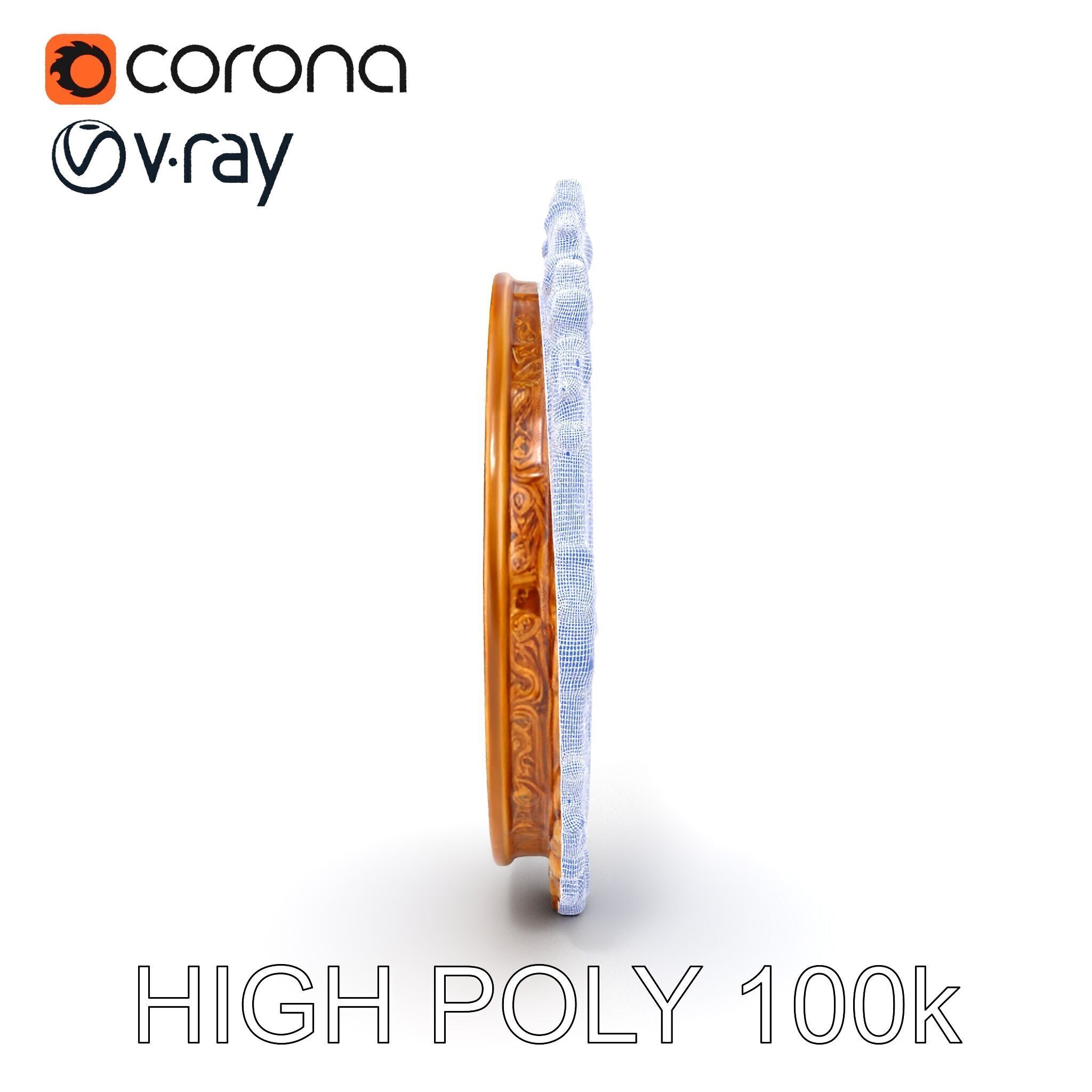 Ornate Oval Mirror Frame model pack Low-poly 3D model_35