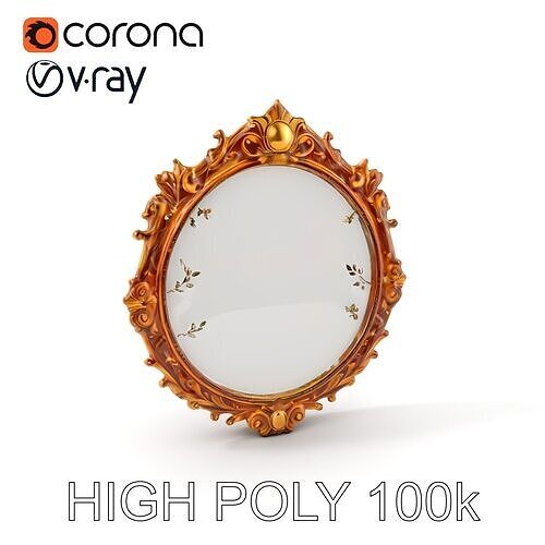 Ornate Oval Mirror Frame model pack Low-poly 3D model