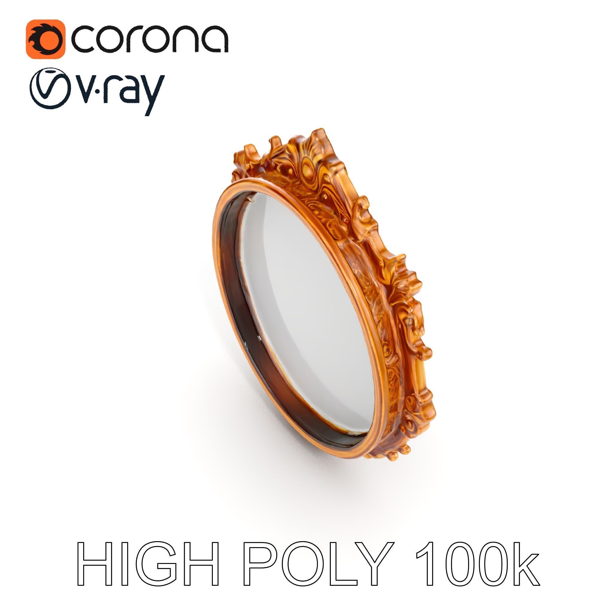 Ornate Oval Mirror Frame model pack Low-poly 3D model_20