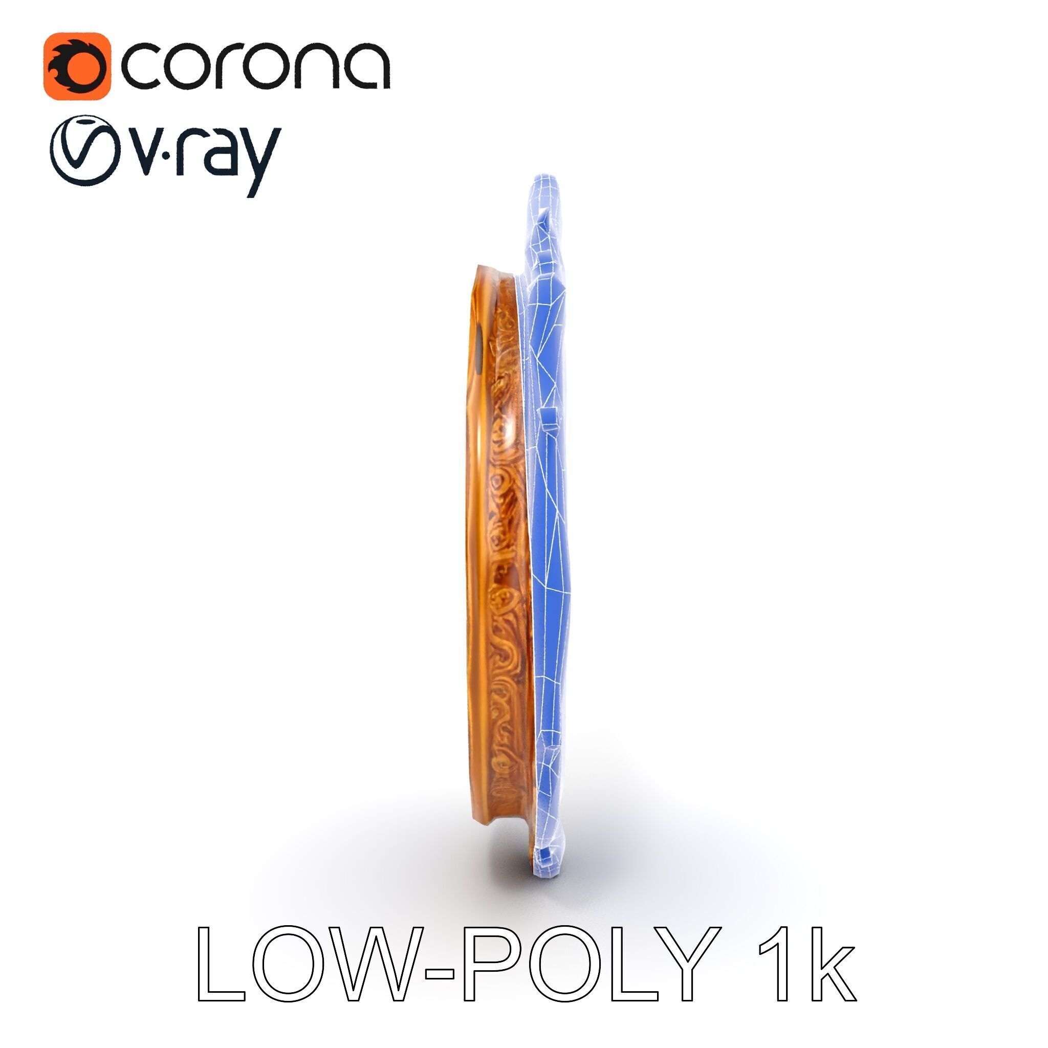 Ornate Oval Mirror Frame model pack Low-poly 3D model_31