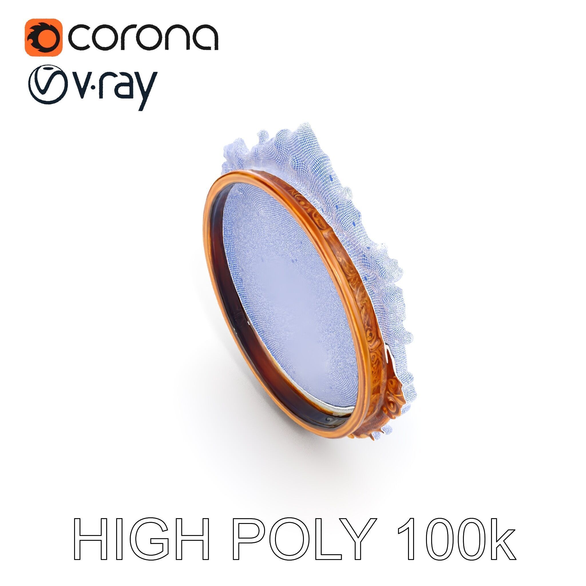 Ornate Oval Mirror Frame model pack Low-poly 3D model_26