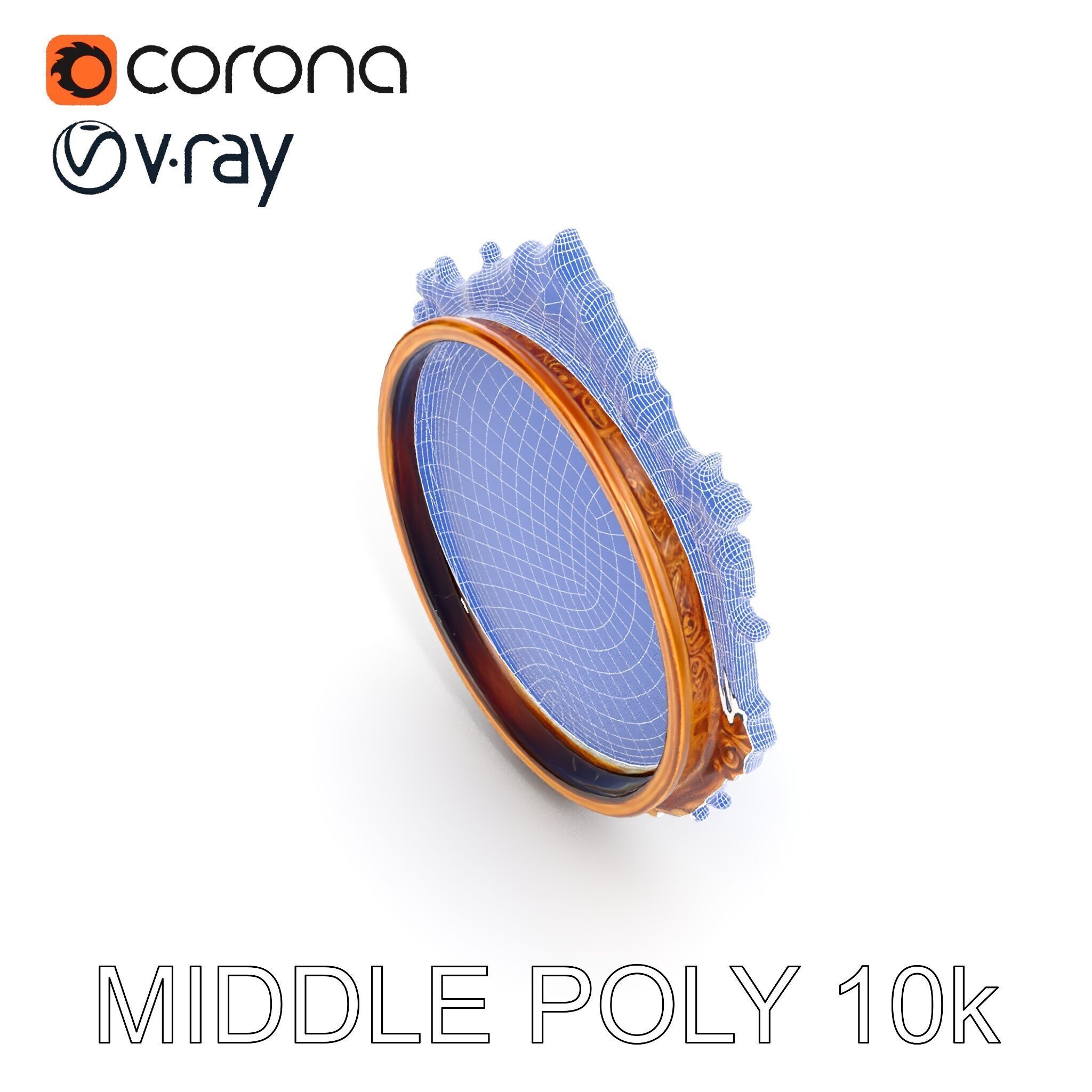 Ornate Oval Mirror Frame model pack Low-poly 3D model_24