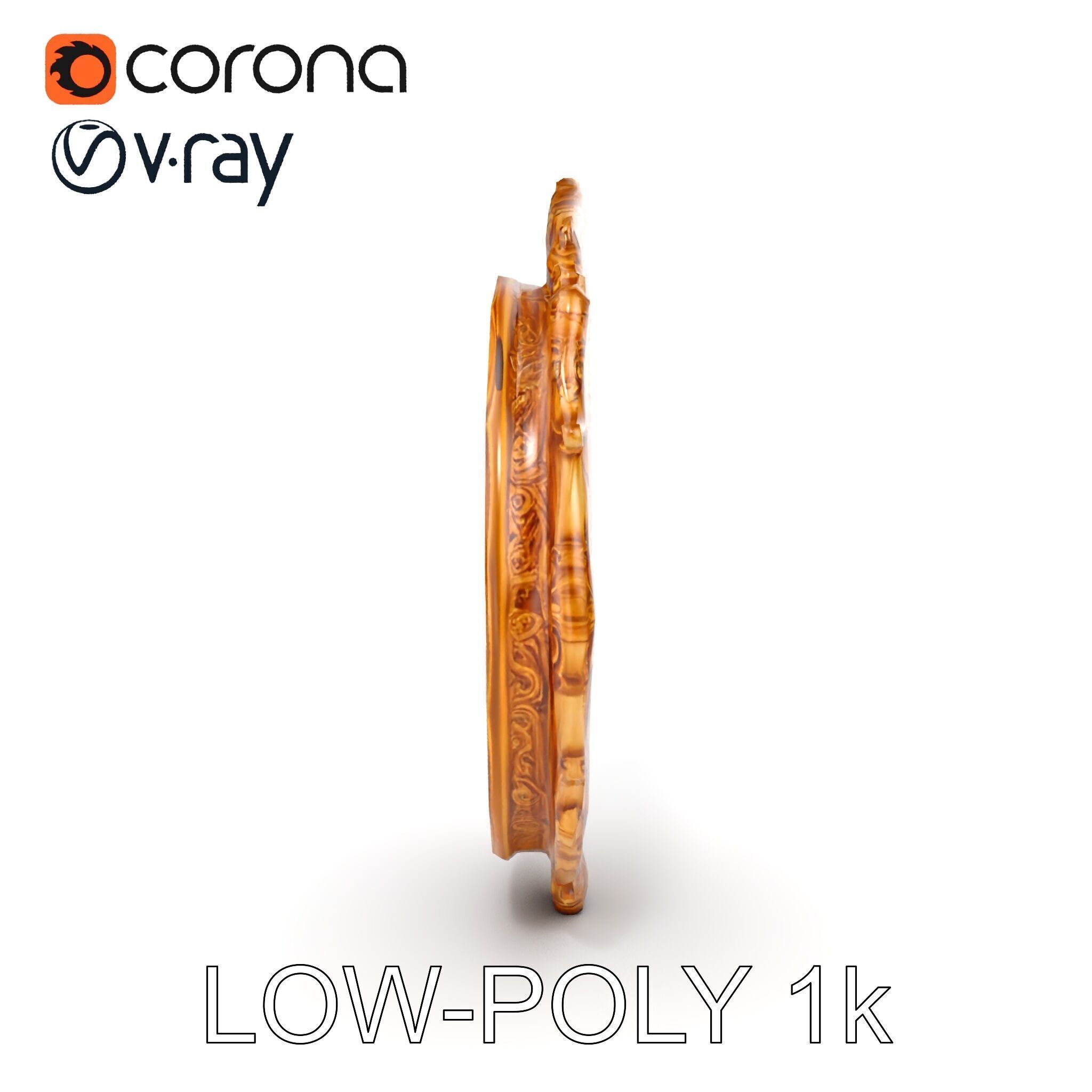 Ornate Oval Mirror Frame model pack Low-poly 3D model_17