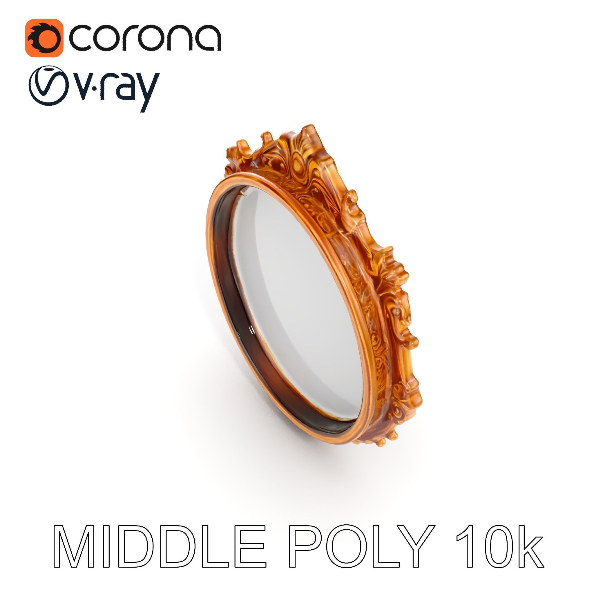 Ornate Oval Mirror Frame model pack Low-poly 3D model_6