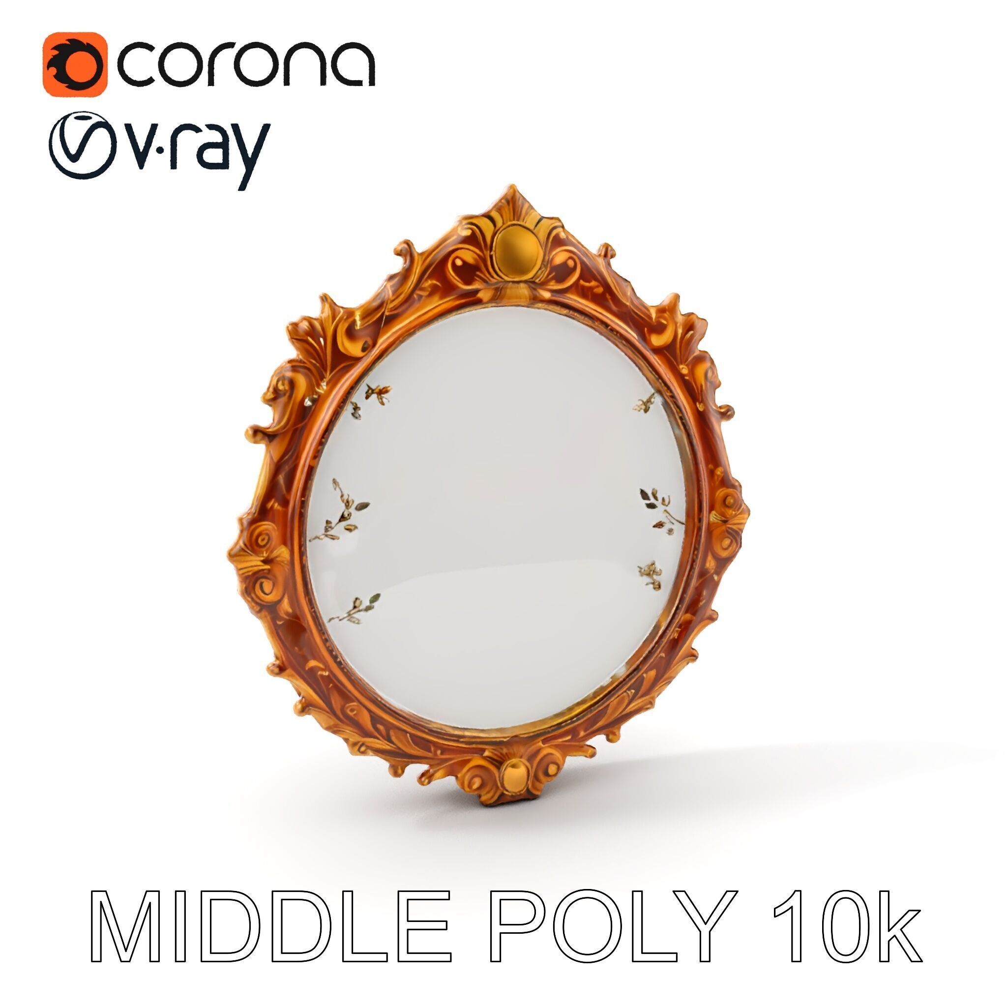 Ornate Oval Mirror Frame model pack Low-poly 3D model_13